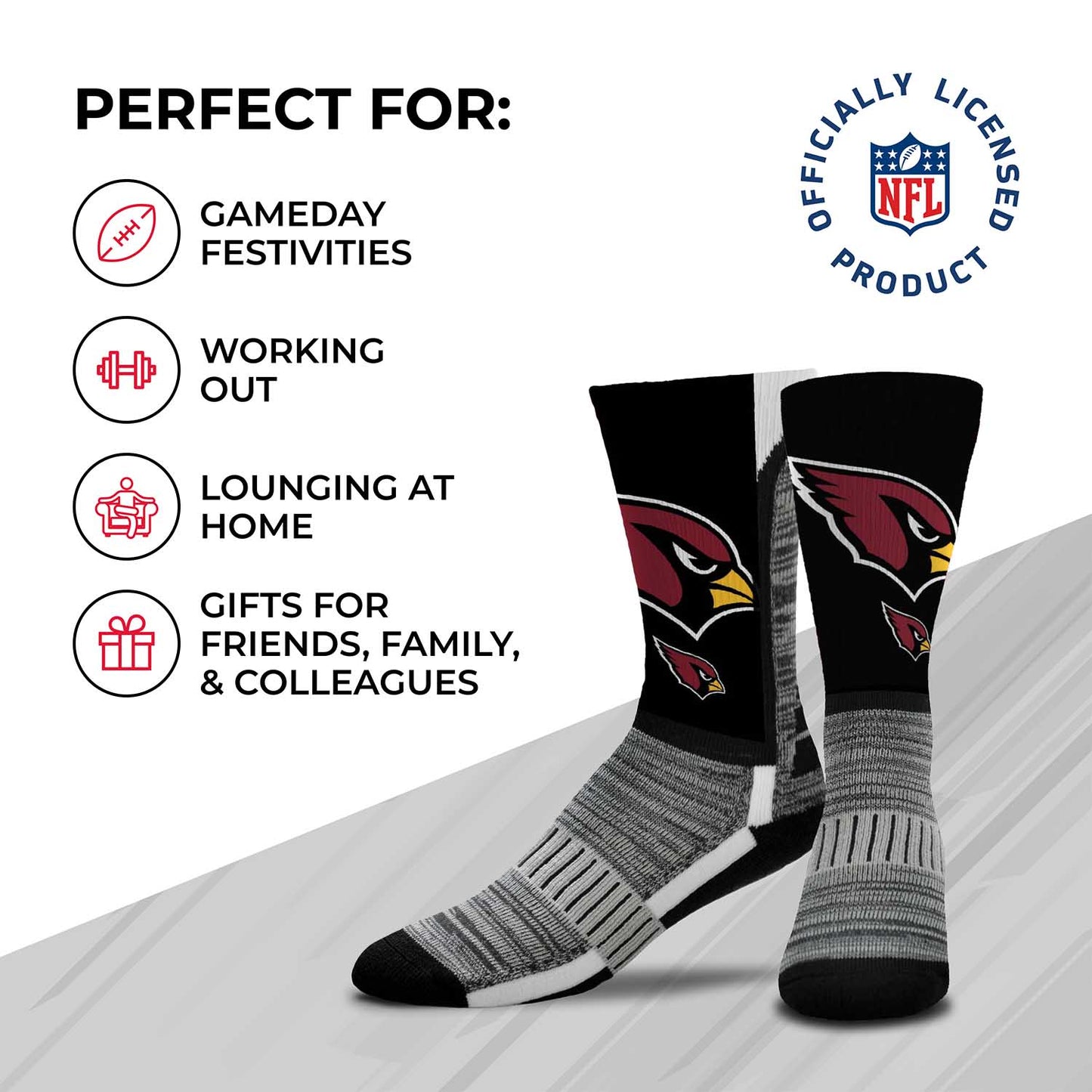 Arizona Cardinals NFL Adult Curve Socks - Black
