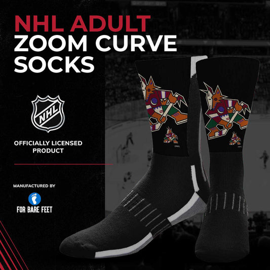 Arizona Coyotes Adult NHL Zoom Curve Team Crew Socks - Black
