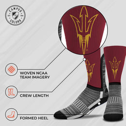 Arizona State Sun Devils NCAA Adult State and University Crew Socks - Maroon