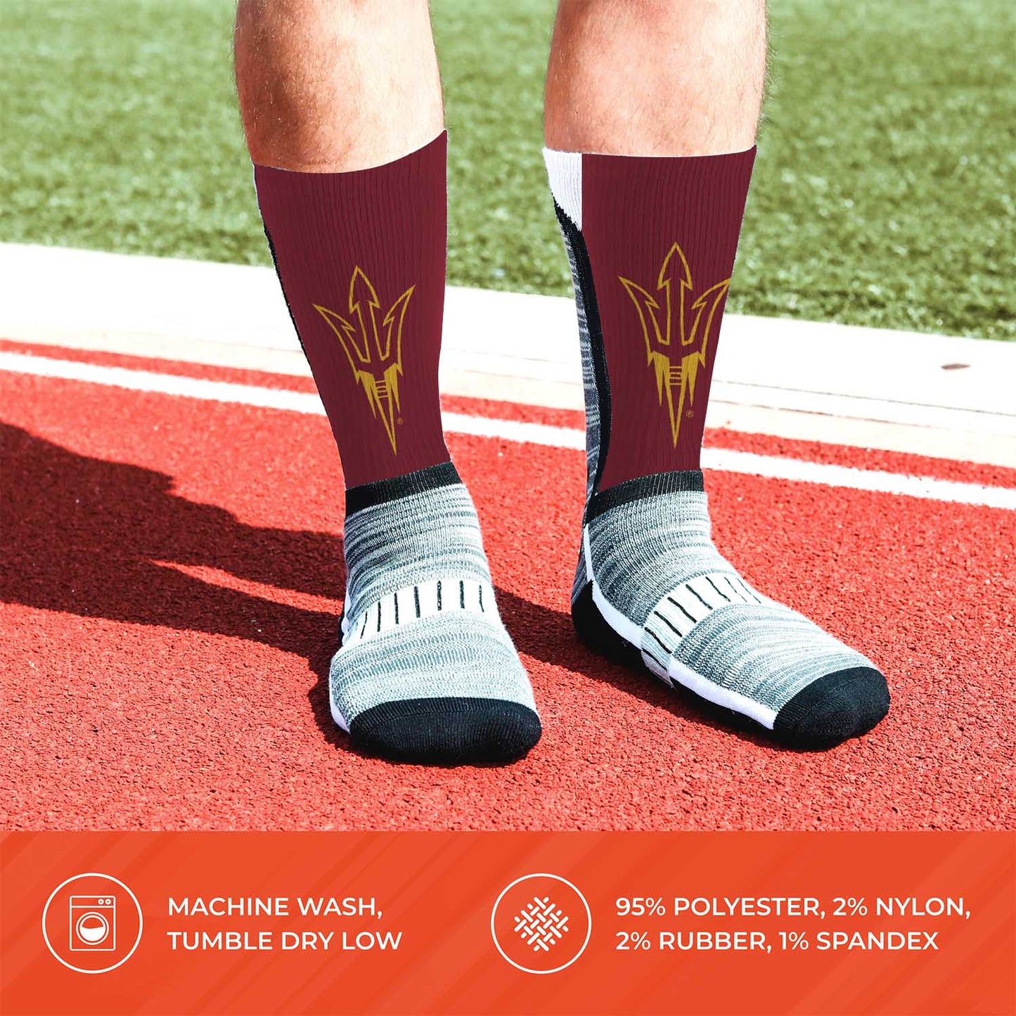Arizona State Sun Devils NCAA Adult State and University Crew Socks - Maroon