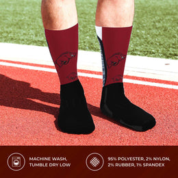 Arkansas Razorbacks NCAA Adult State and University Crew Socks - Maroon