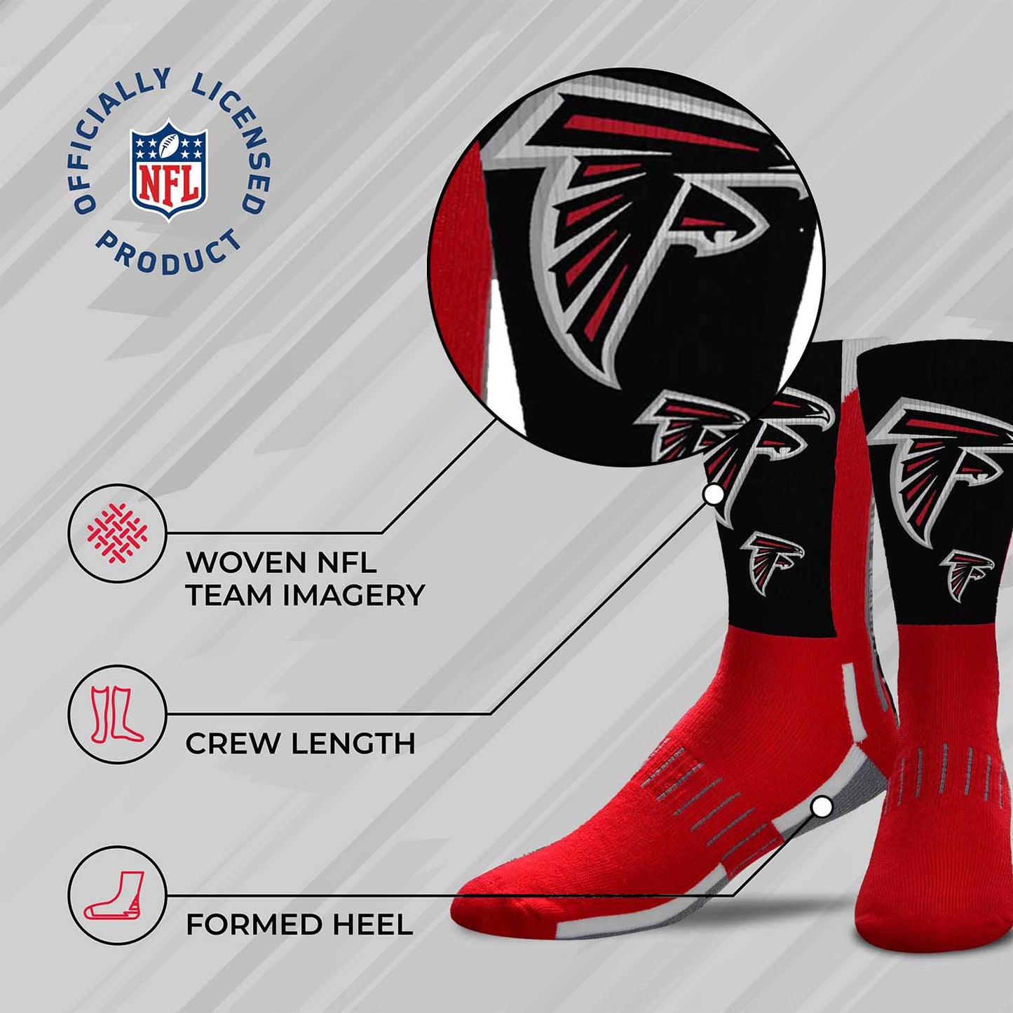 Atlanta Falcons NFL Adult Curve Socks - Red