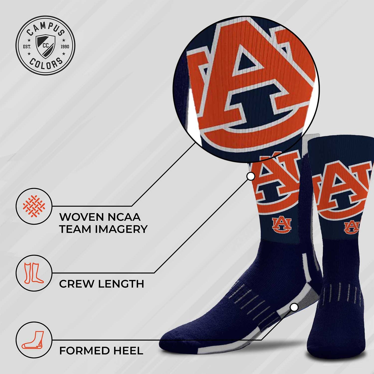 Auburn Tigers NCAA Youth University Socks - Team Color