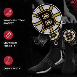 Boston  Bruins Adult NHL Zoom Curve Team Crew Socks - Black