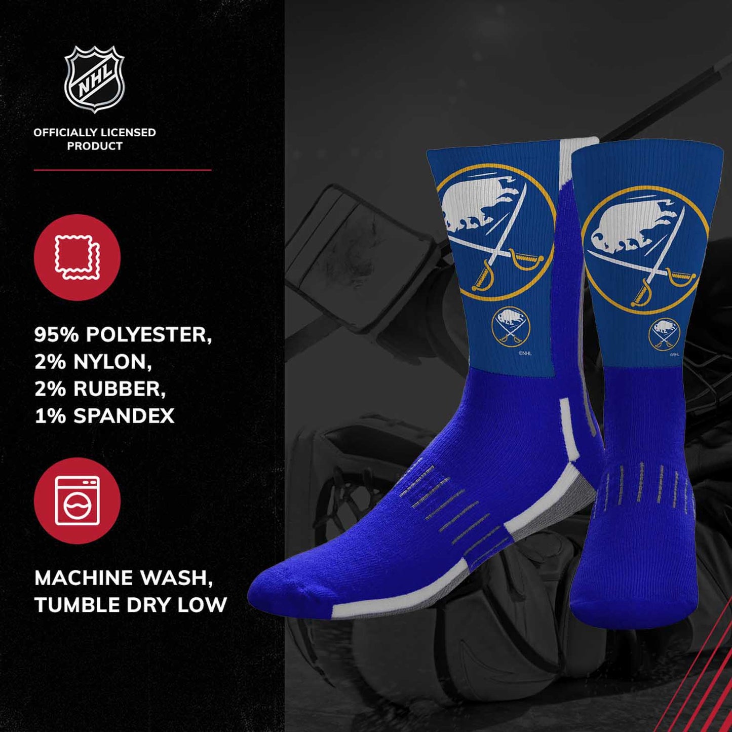 Buffalo Sabres Youth NHL Zoom Curve Team Crew Socks - Royal