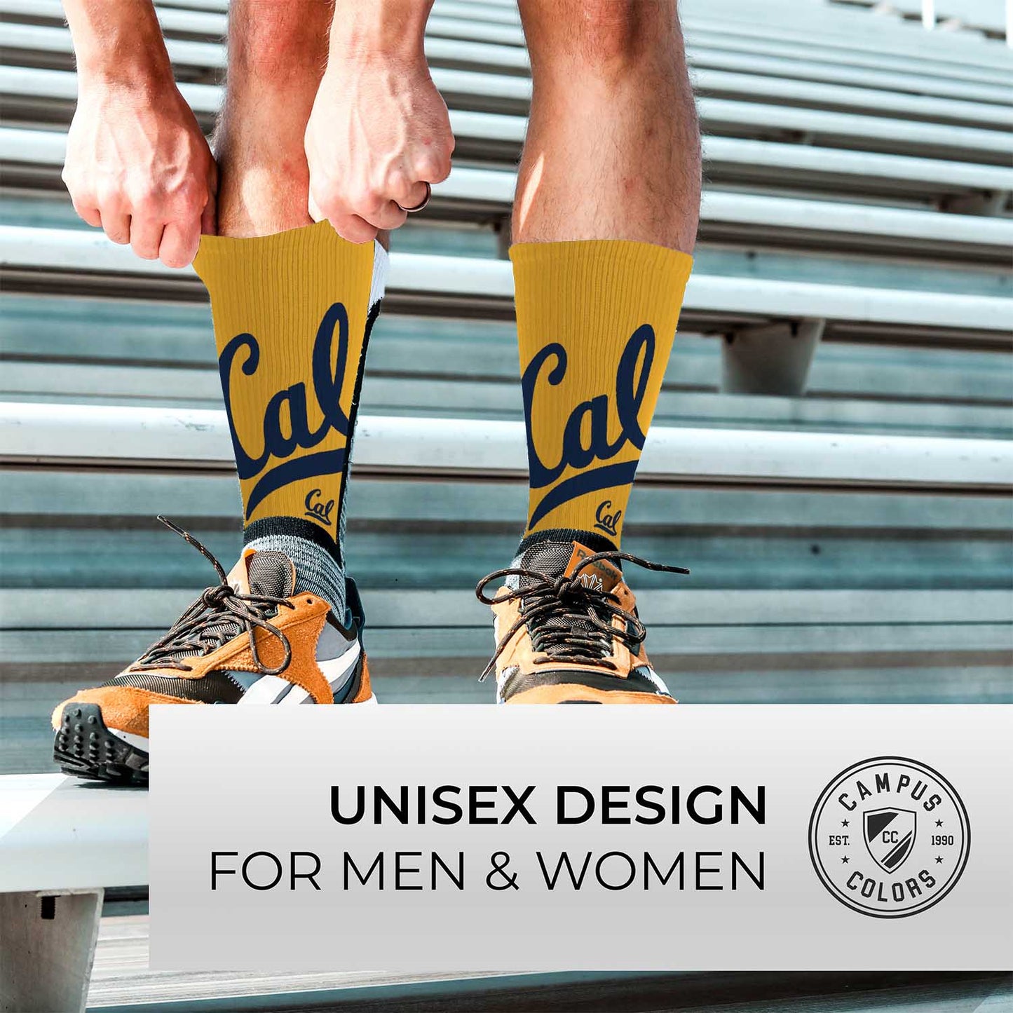 Cal Golden Bears NCAA Adult State and University Crew Socks - Yellow