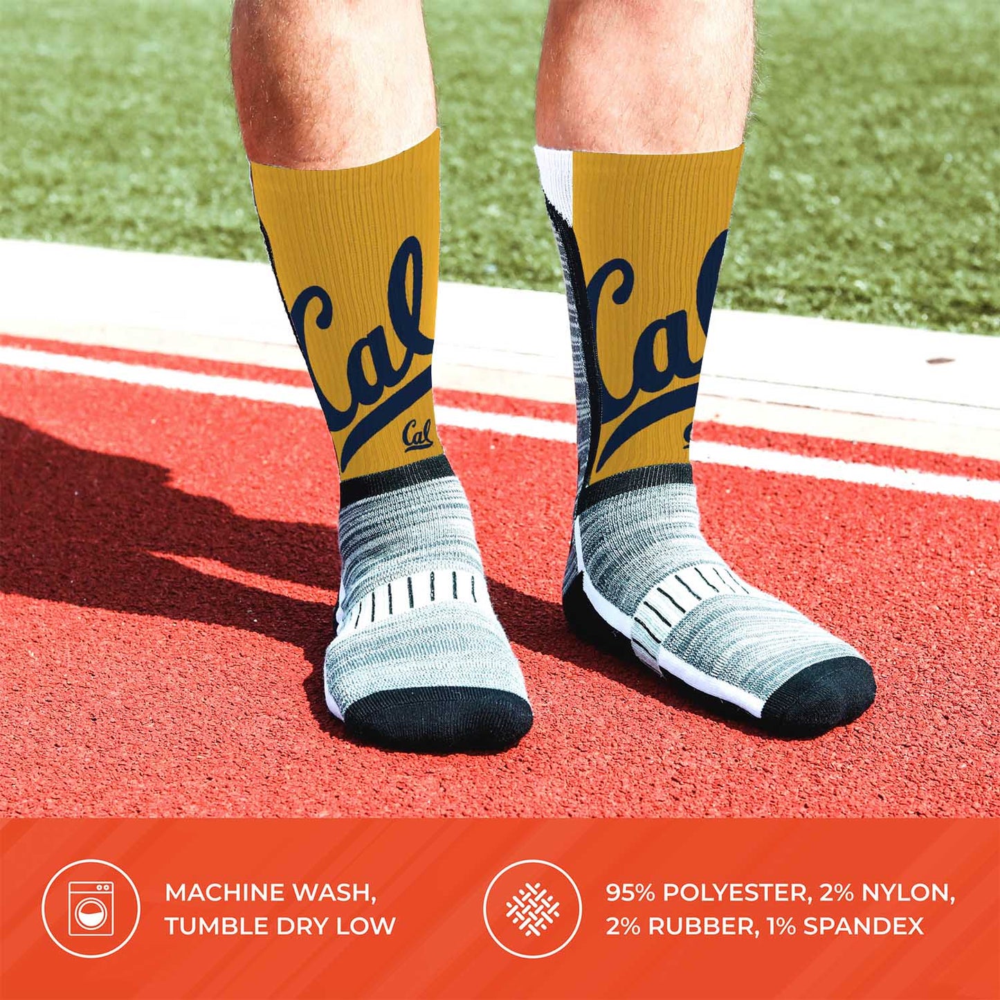Cal Golden Bears NCAA Adult State and University Crew Socks - Yellow