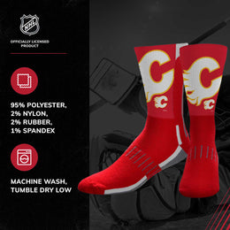 Calgary Flames Youth NHL Zoom Curve Team Crew Socks - Red