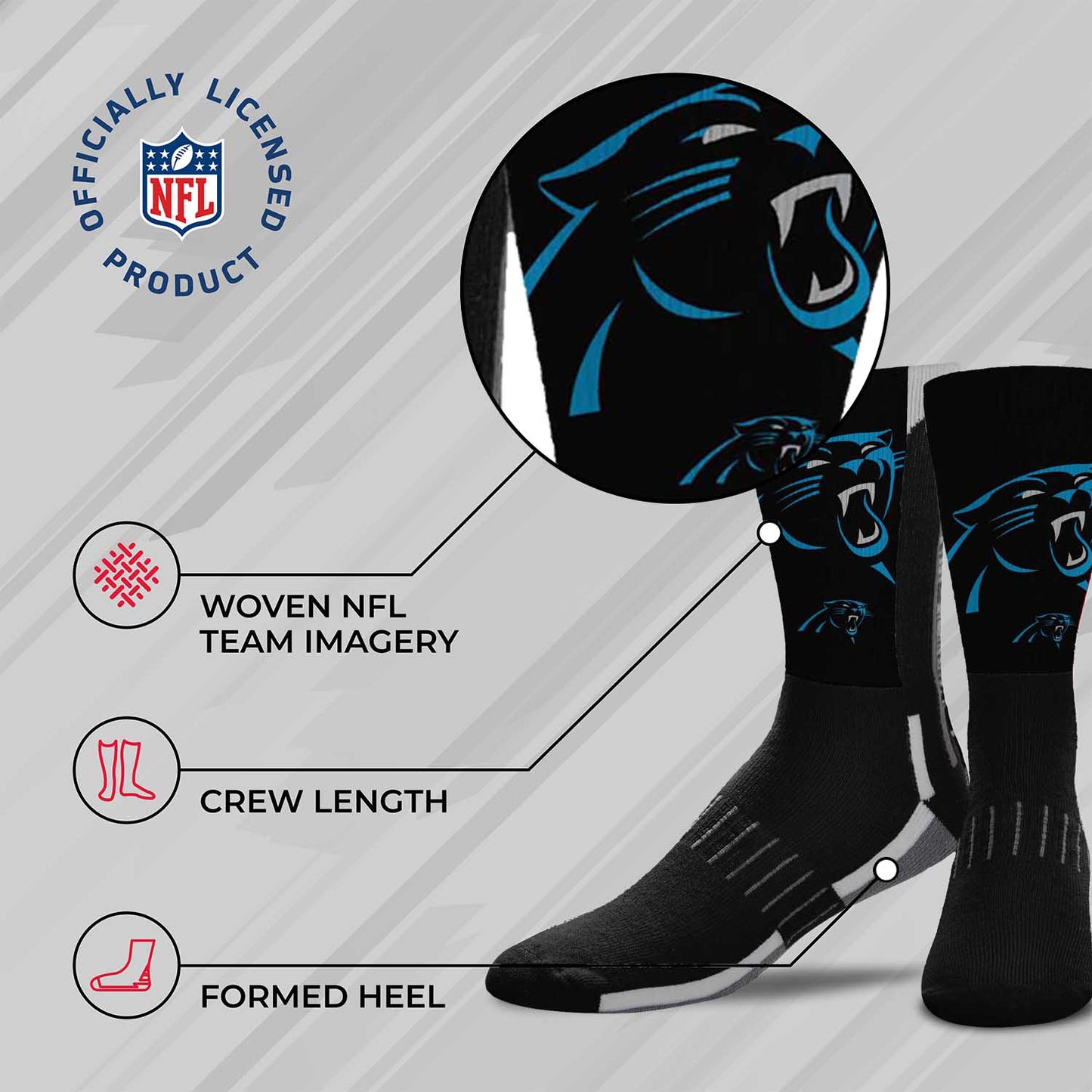 Carolina Panthers NFL Youth V Curve Socks - Team Color