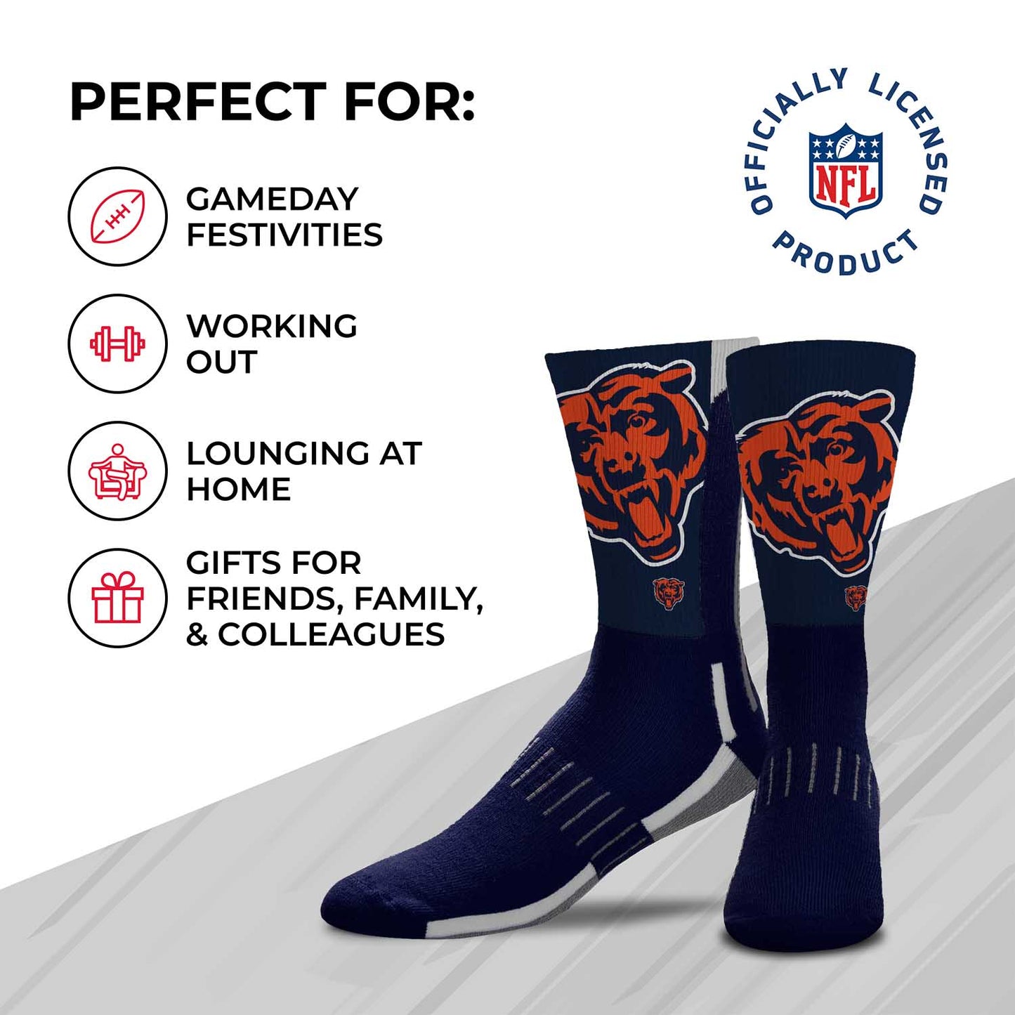 Chicago Bears NFL Adult Curve Socks - Blue
