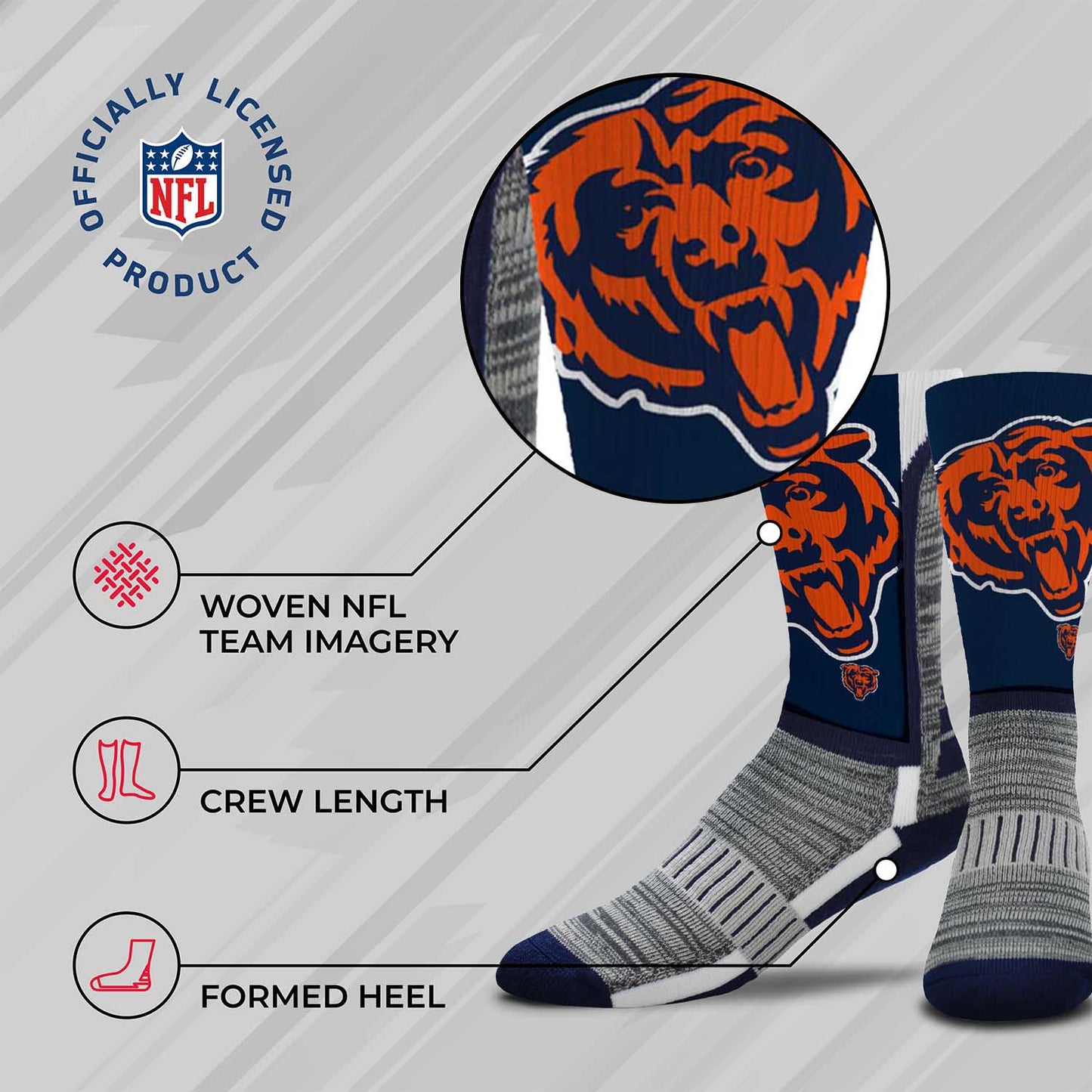 Chicago Bears NFL Adult Curve Socks - Navy