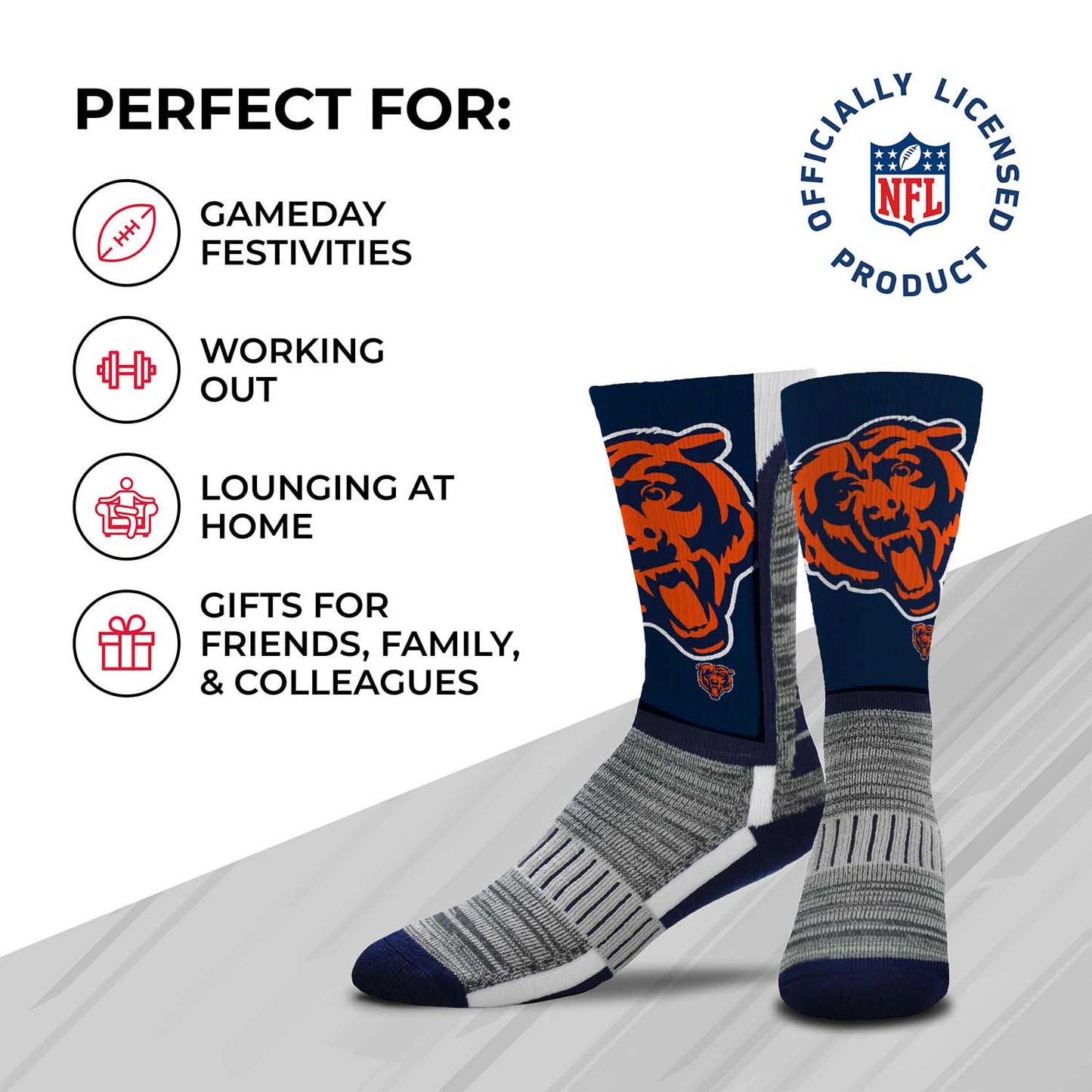 Chicago Bears NFL Adult Curve Socks - Navy
