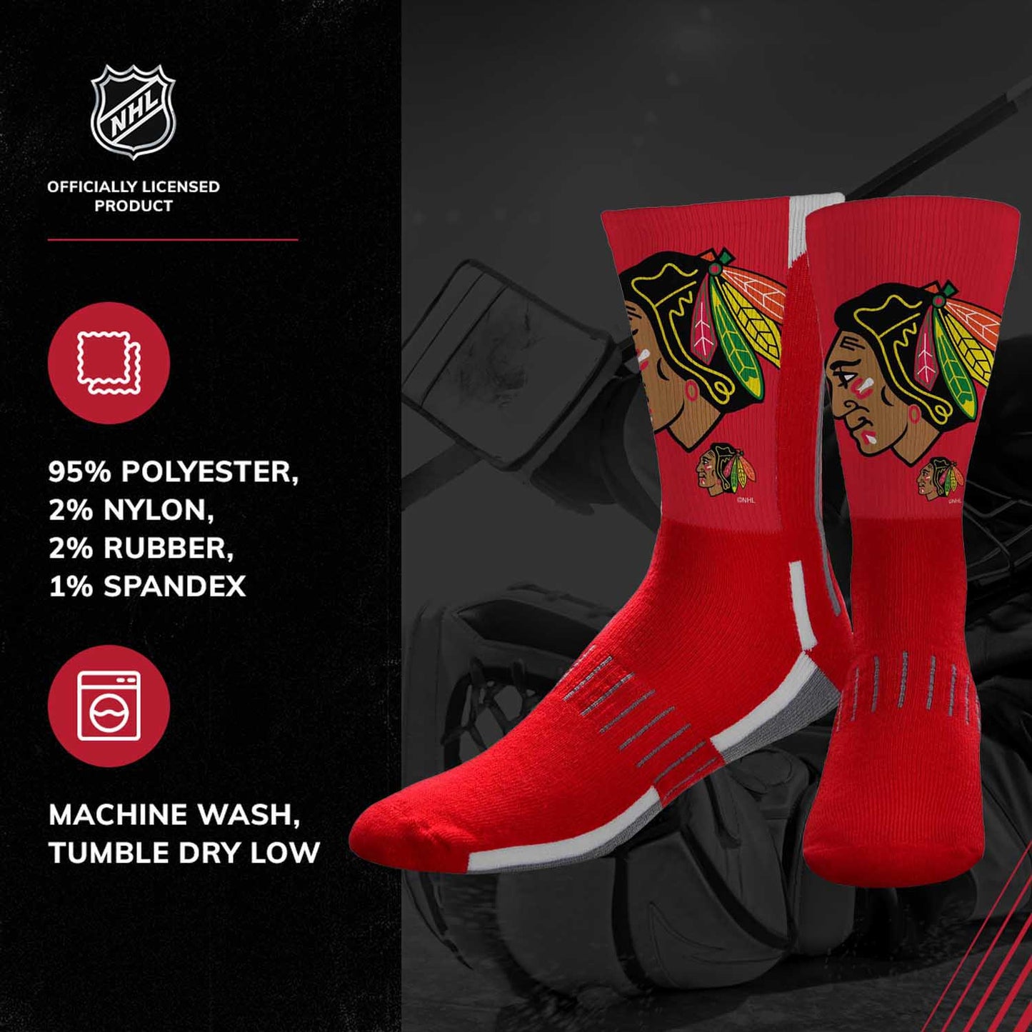 Chicago Blackhawks Youth NHL Zoom Curve Team Crew Socks - Red