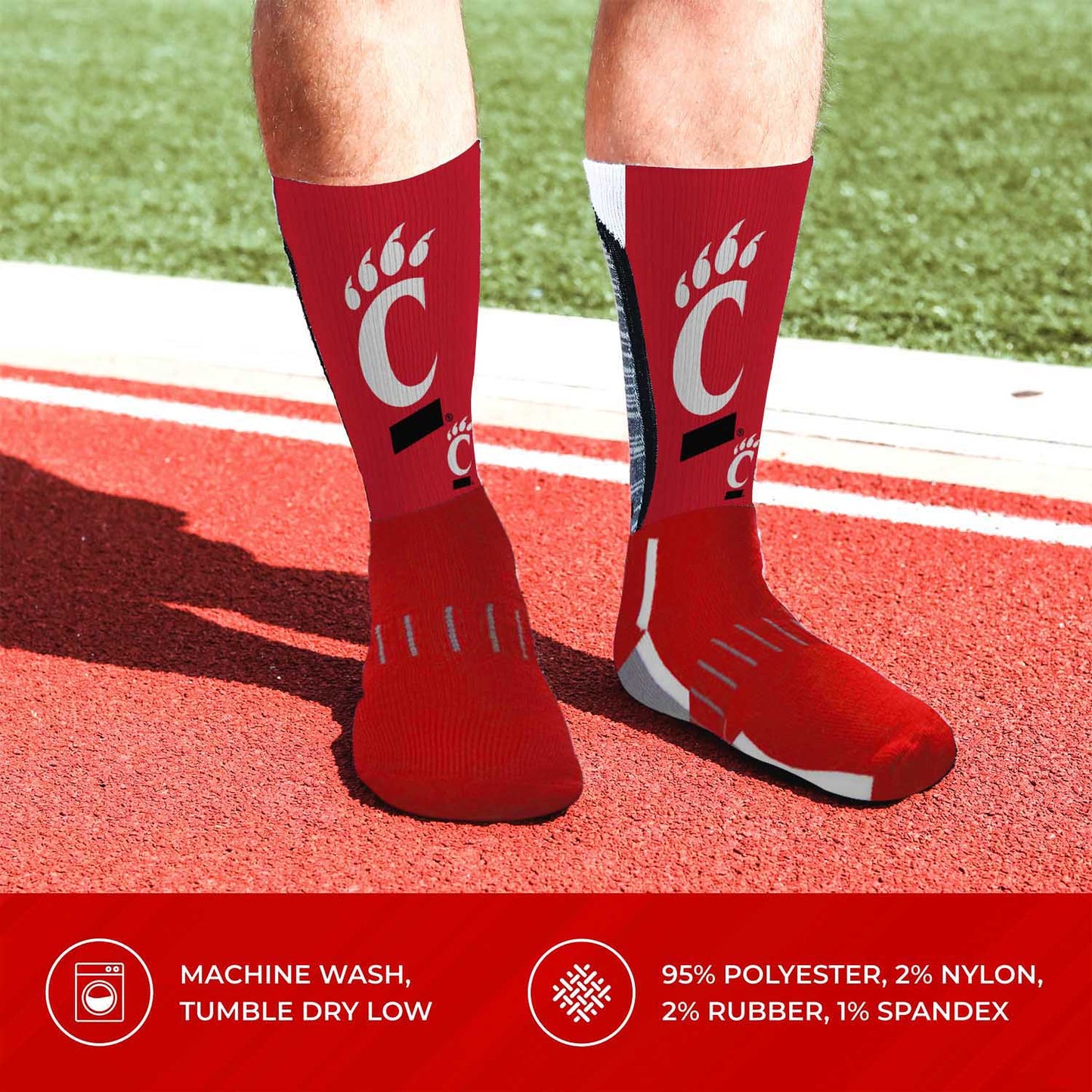 Cincinnati  Bearcats NCAA Adult State and University Crew Socks - Cardinal