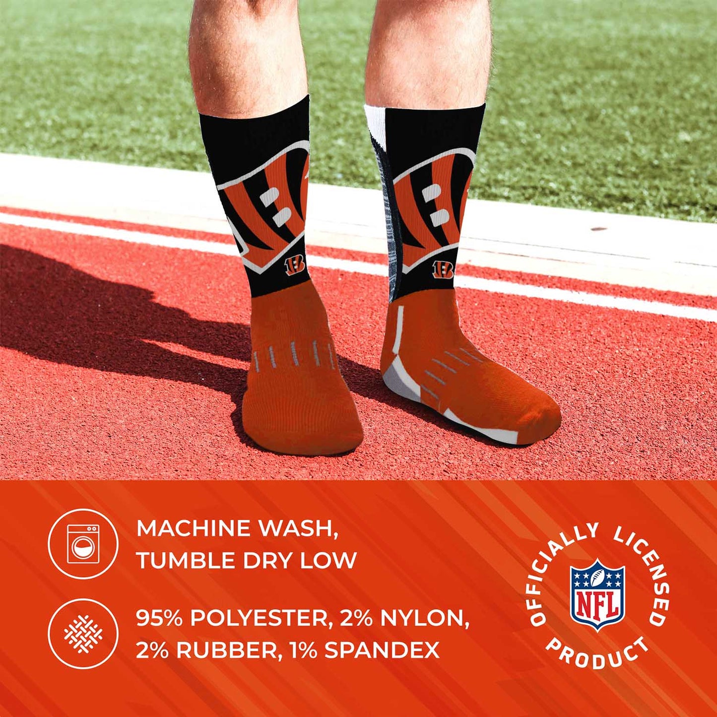 Cincinnati Bengals NFL Adult Curve Socks - Orange