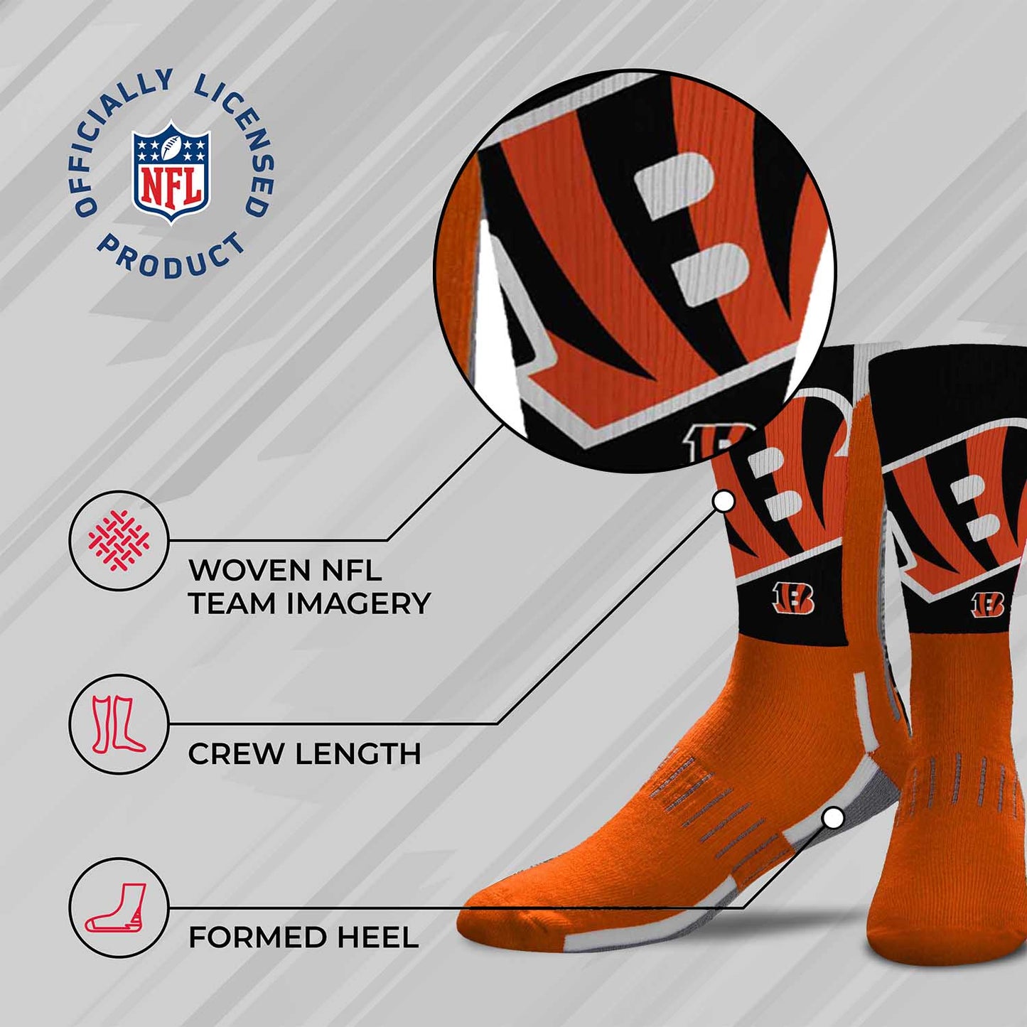 Cincinnati Bengals NFL V Curve  Socks - Orange