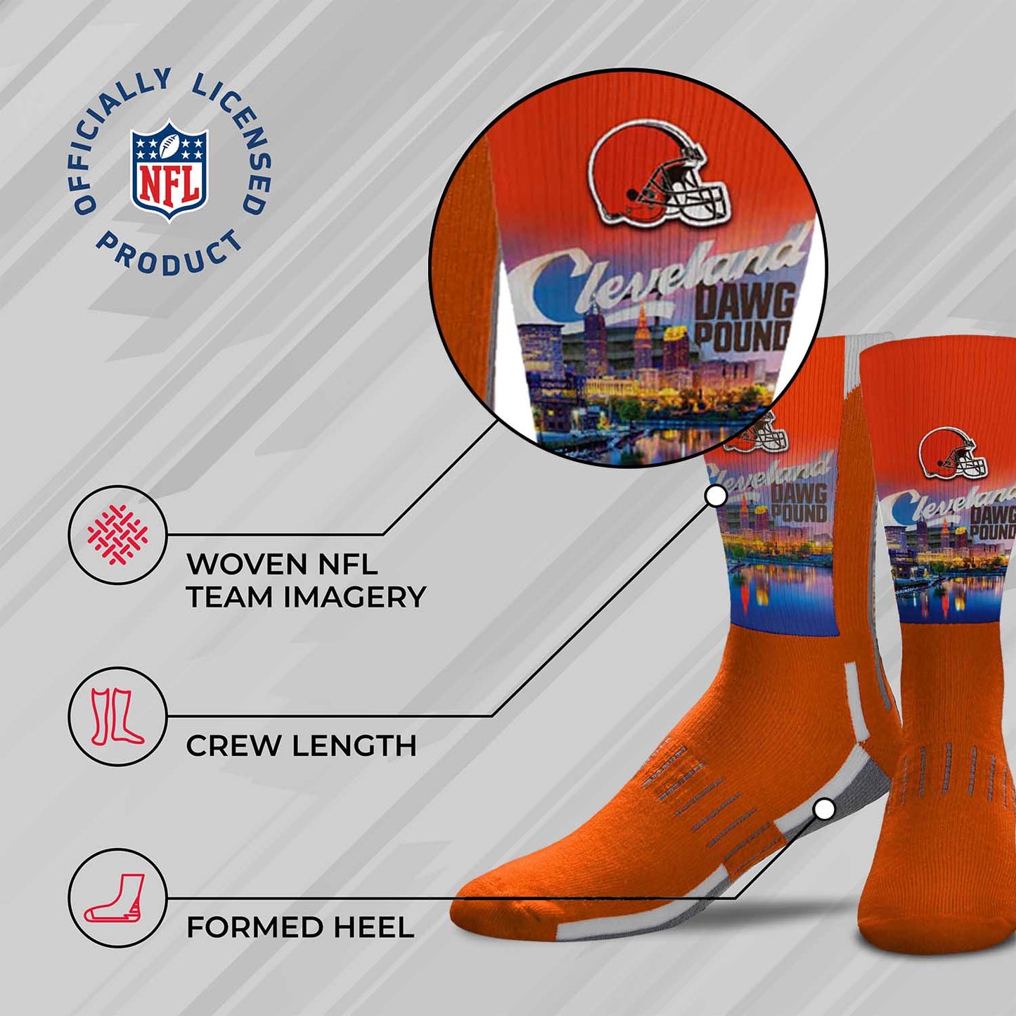 Cleveland Browns NFL Adult Zoom Location Crew Socks - Orange
