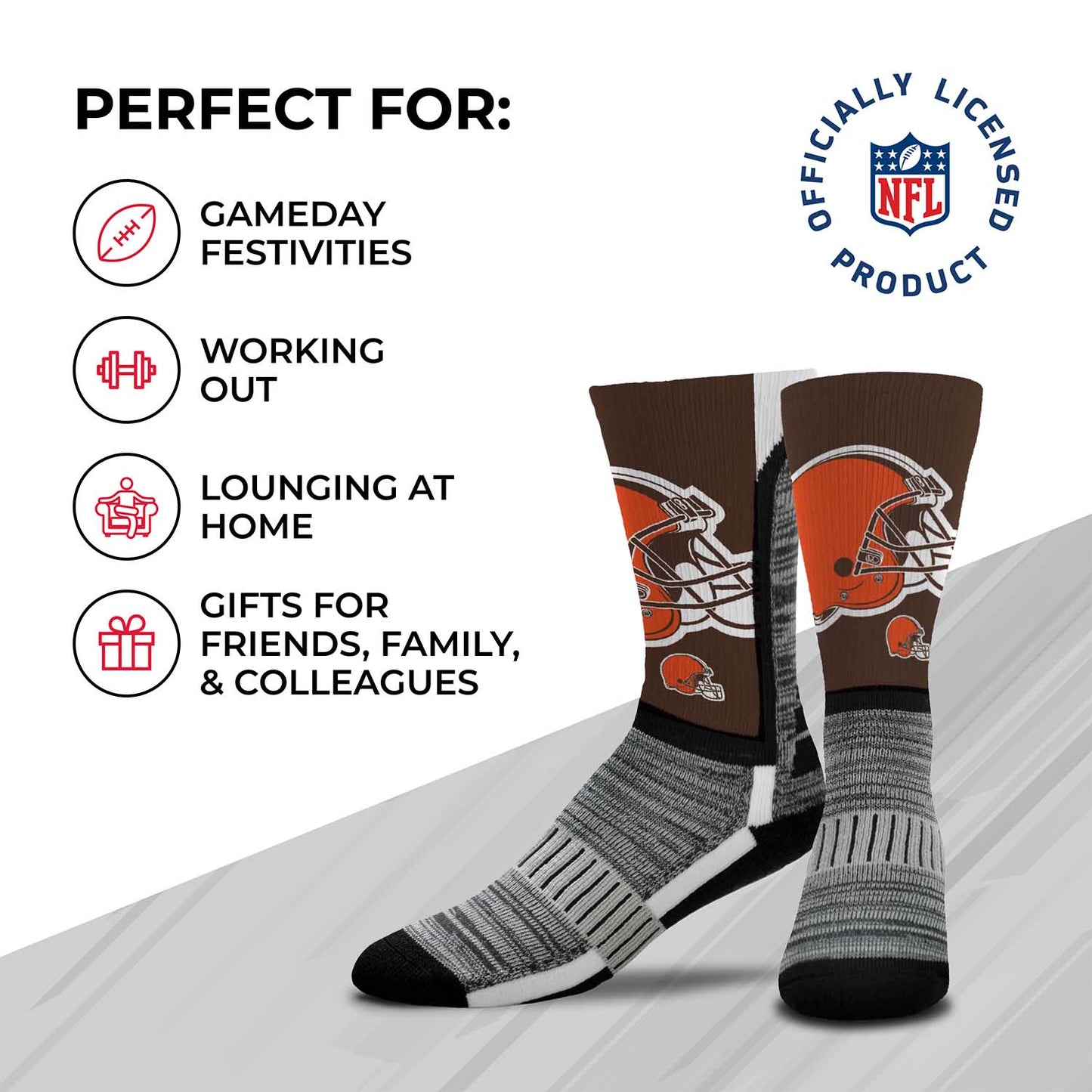 Cleveland Browns NFL Adult Curve Socks - Brown
