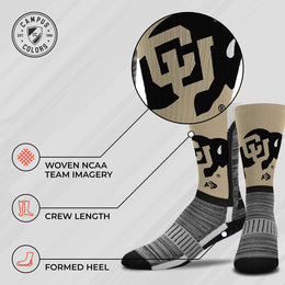 Colorado Buffaloes NCAA Adult State and University Crew Socks - Black