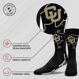 Colorado Buffaloes NCAA Adult State and University Crew Socks - Charcoal