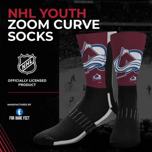 Colorado Avalanche Youth NHL Zoom Curve Team Crew Socks - Black