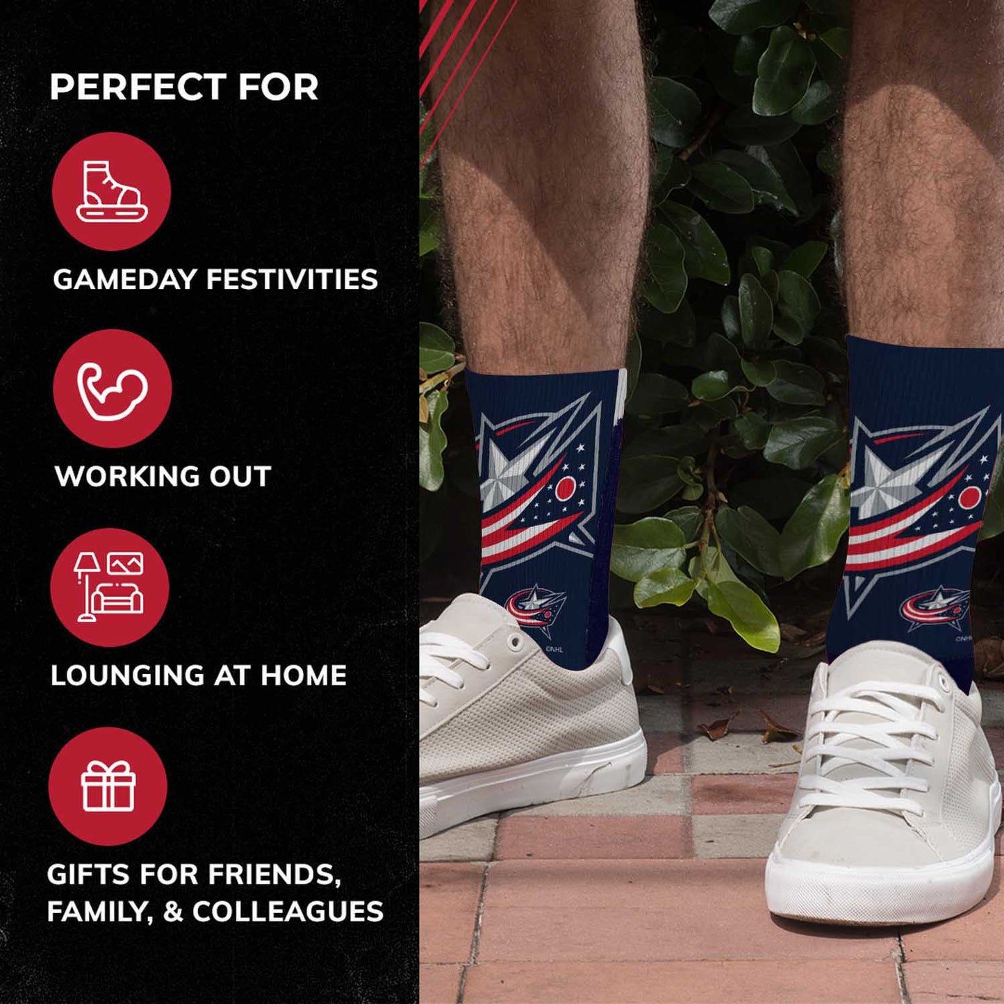 Columbus Blue Jackets Youth NHL Zoom Curve Team Crew Socks - Navy