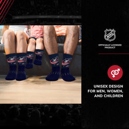 Columbus Blue Jackets Youth NHL Zoom Curve Team Crew Socks - Navy