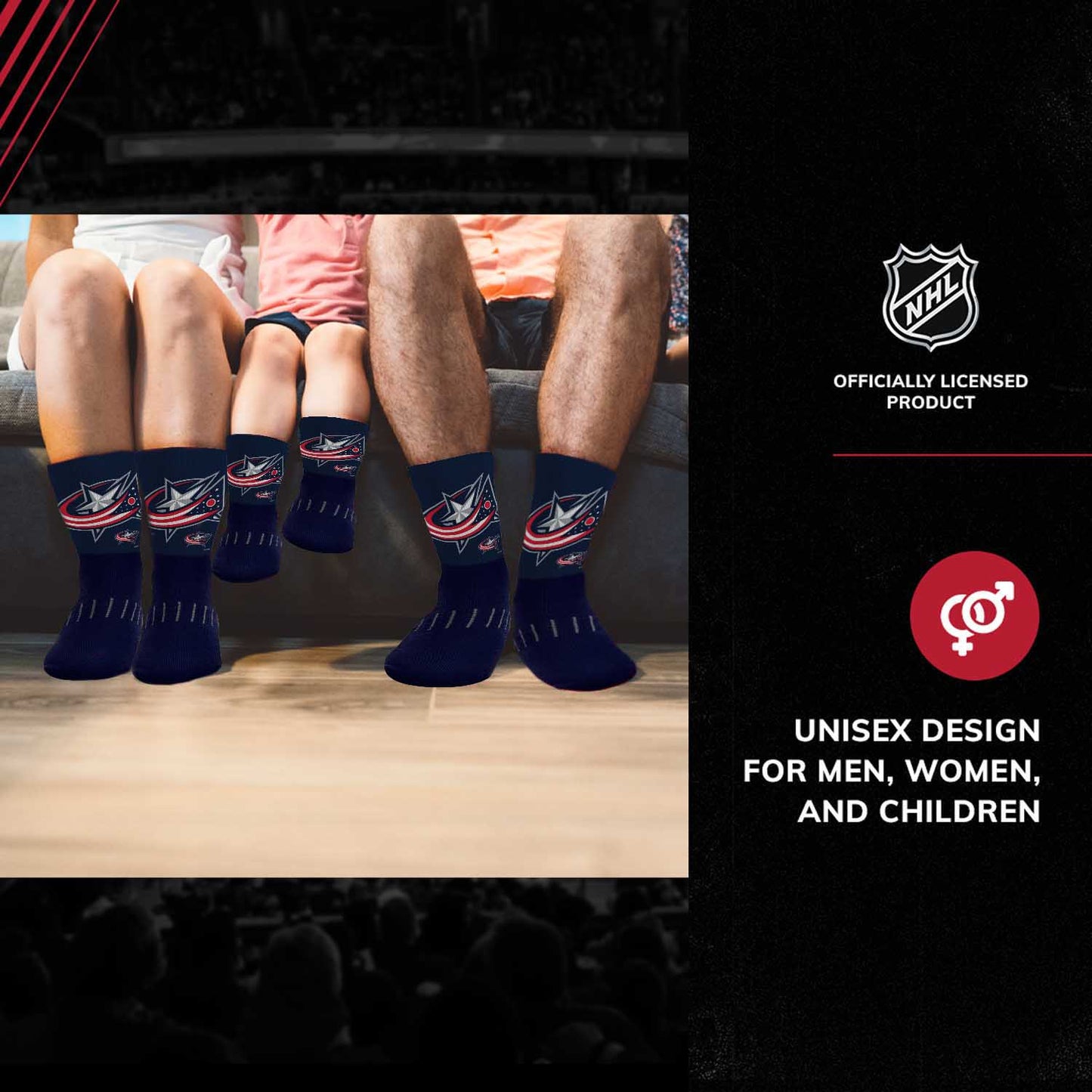 Columbus Blue Jackets Youth NHL Zoom Curve Team Crew Socks - Navy
