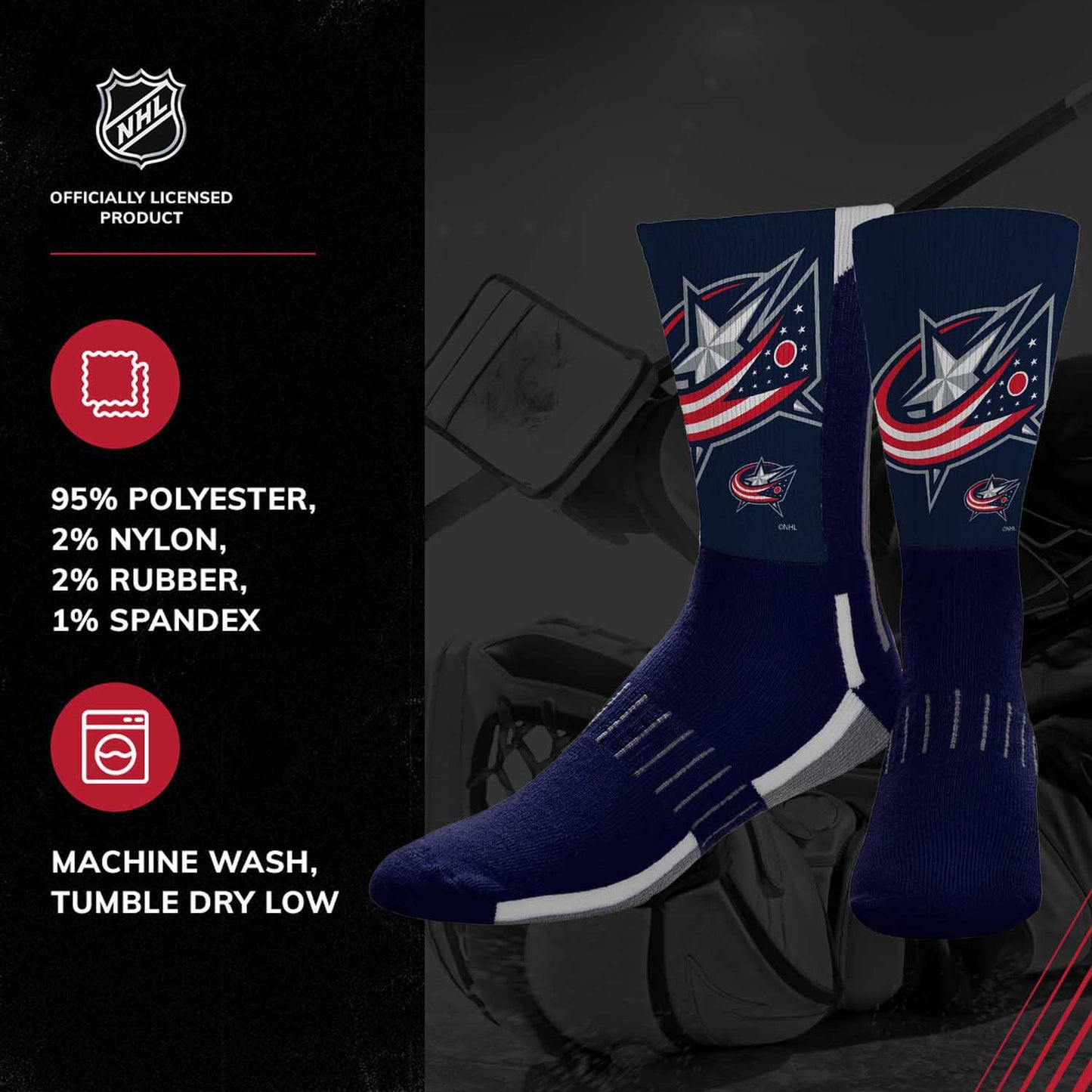 Columbus Blue Jackets Youth NHL Zoom Curve Team Crew Socks - Navy