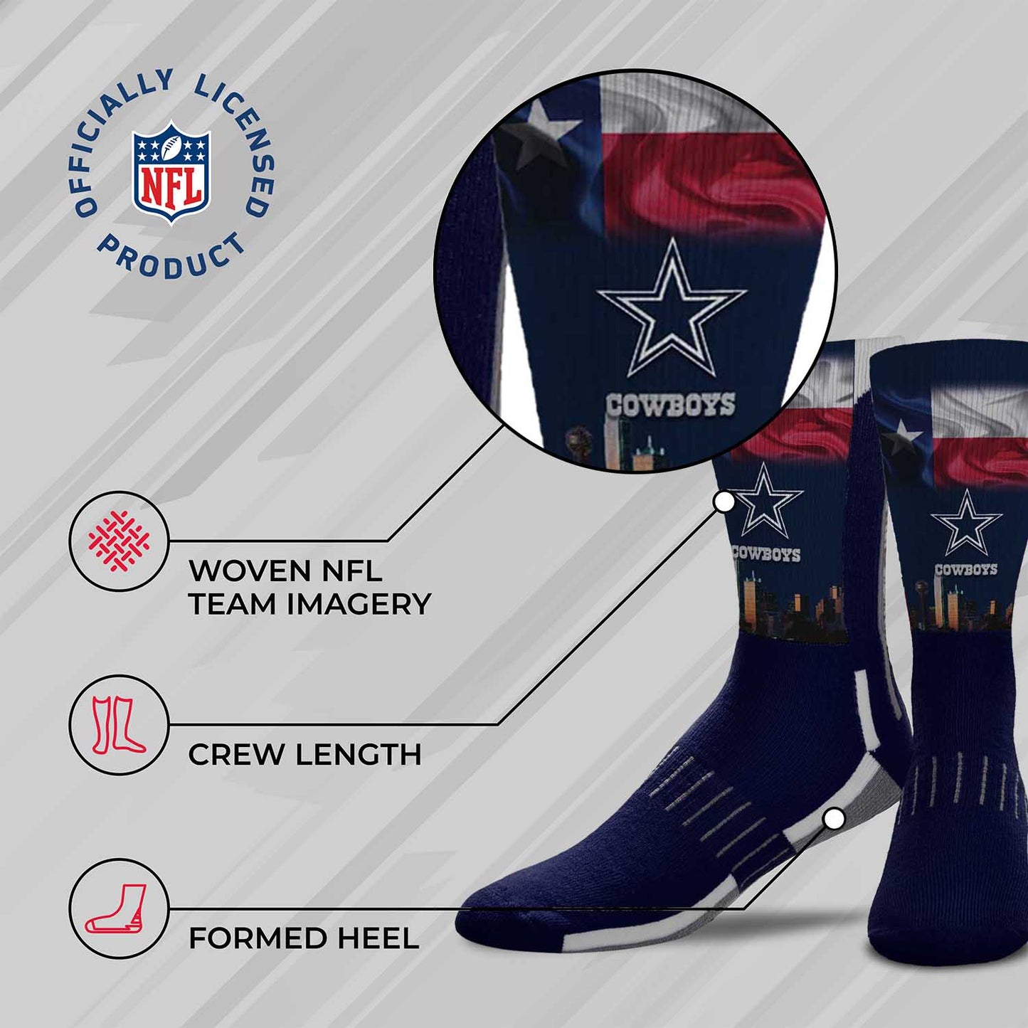 Dallas Cowboys NFL Youth Zoom Location Crew Socks - Navy