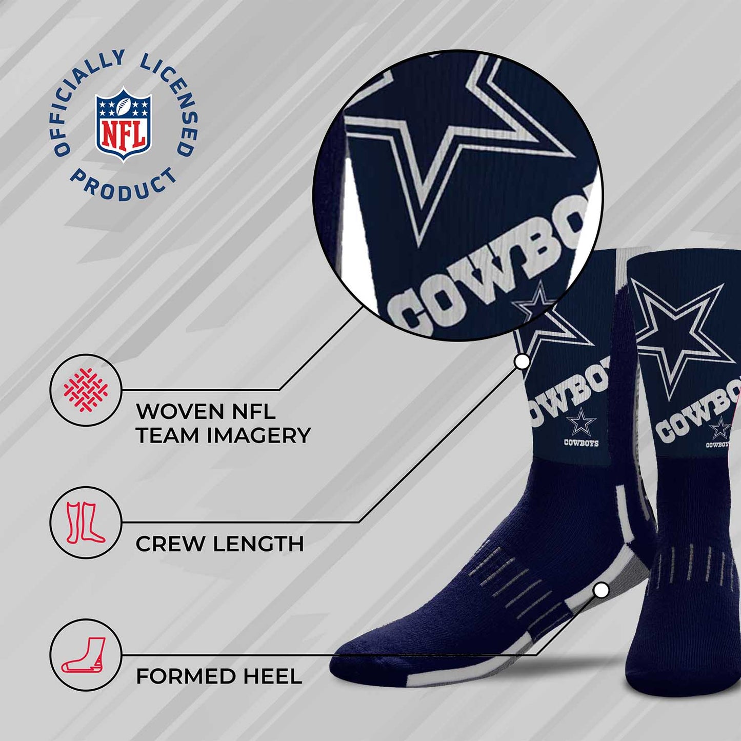 Dallas Cowboys NFL Youth V Curve Socks - Team Color