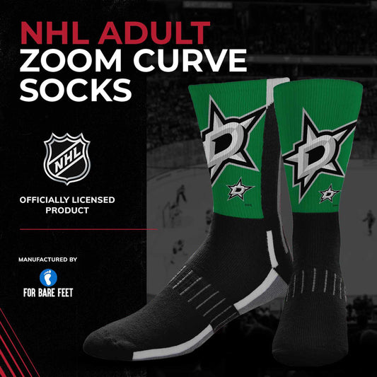 Dallas Stars Adult NHL Zoom Curve Team Crew Socks - Black