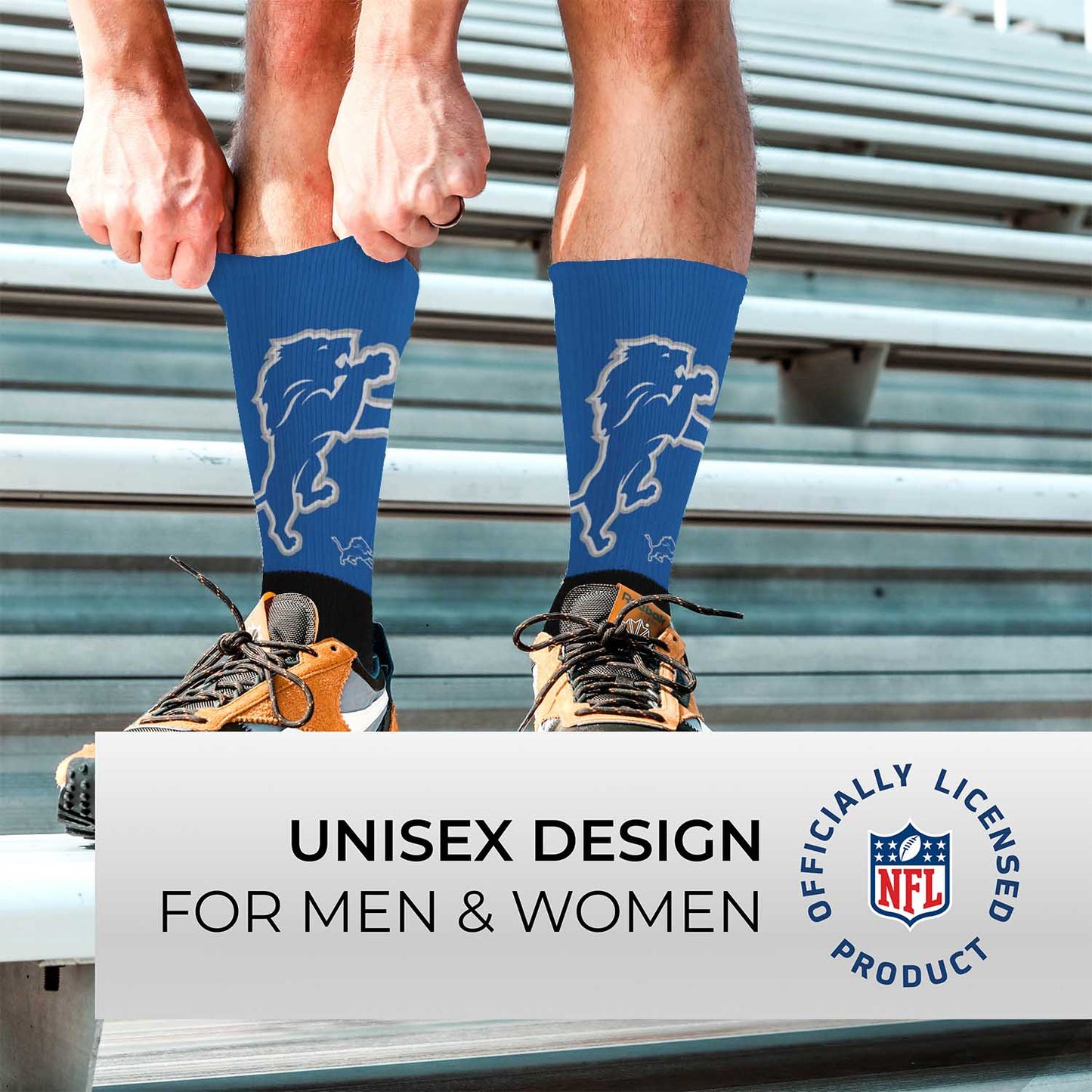 Detroit Lions NFL V Curve  Socks - Black