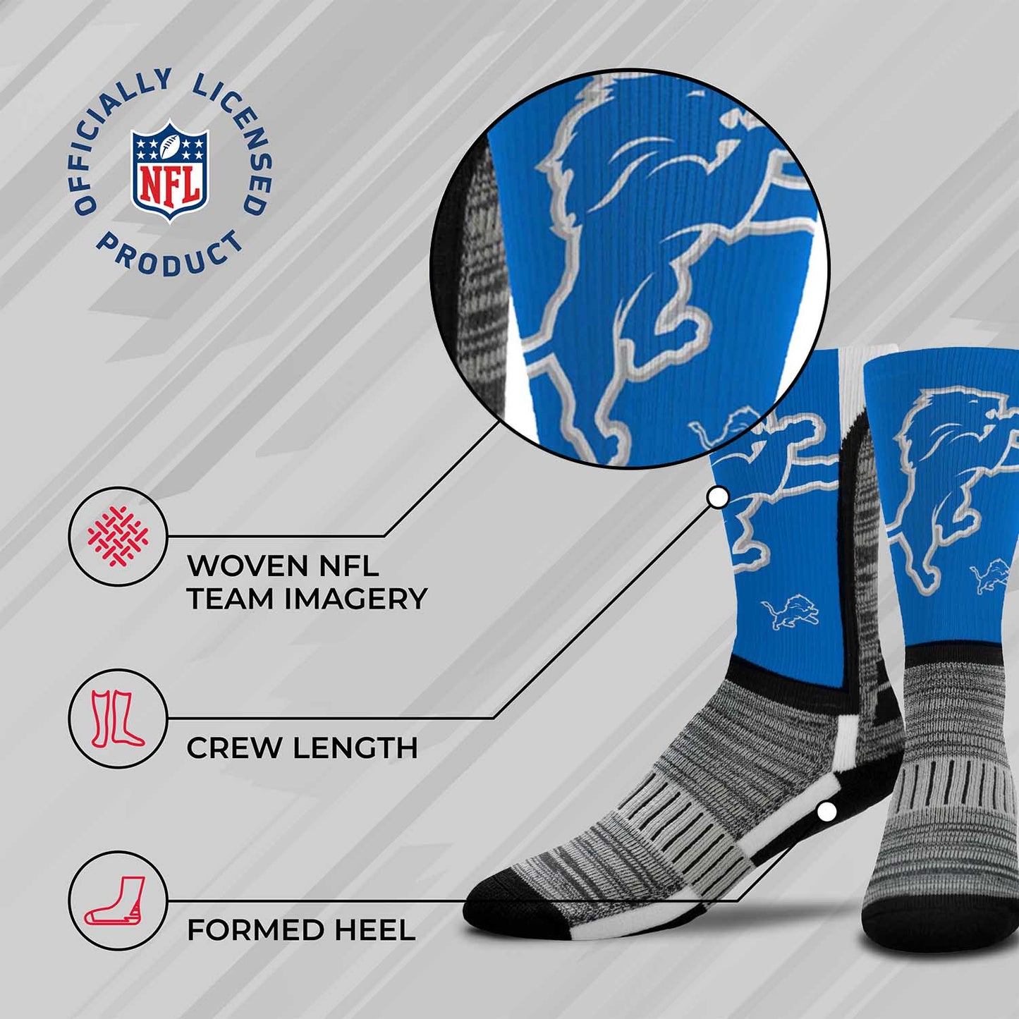 Detroit Lions NFL V Curve  Socks - Blue