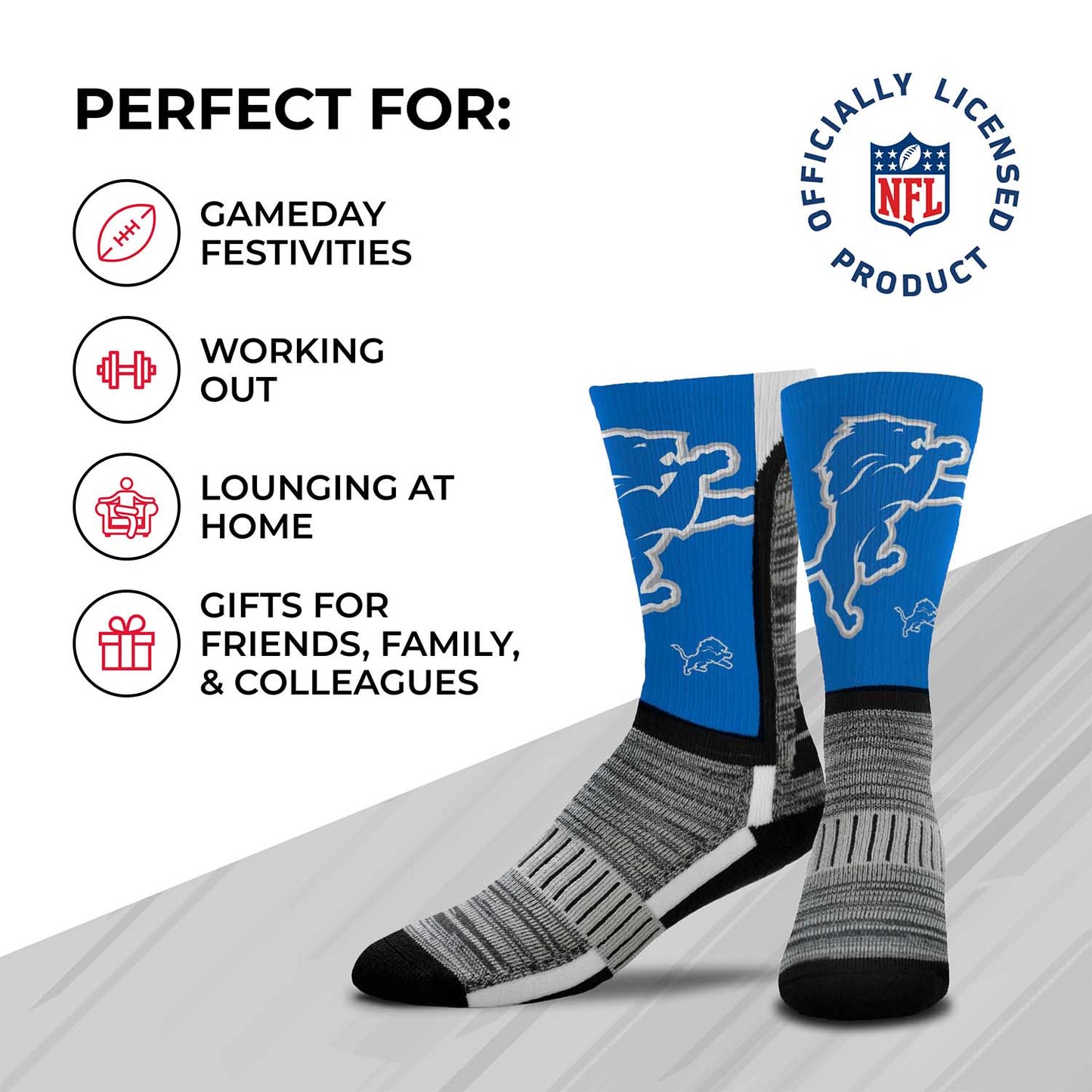 Detroit Lions NFL V Curve  Socks - Blue