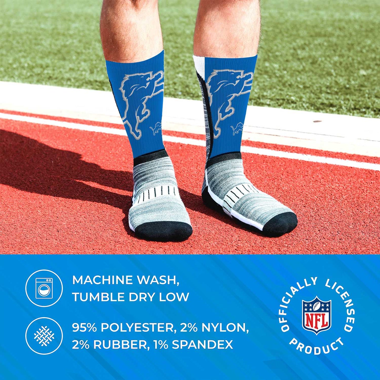 Detroit Lions NFL V Curve  Socks - Blue