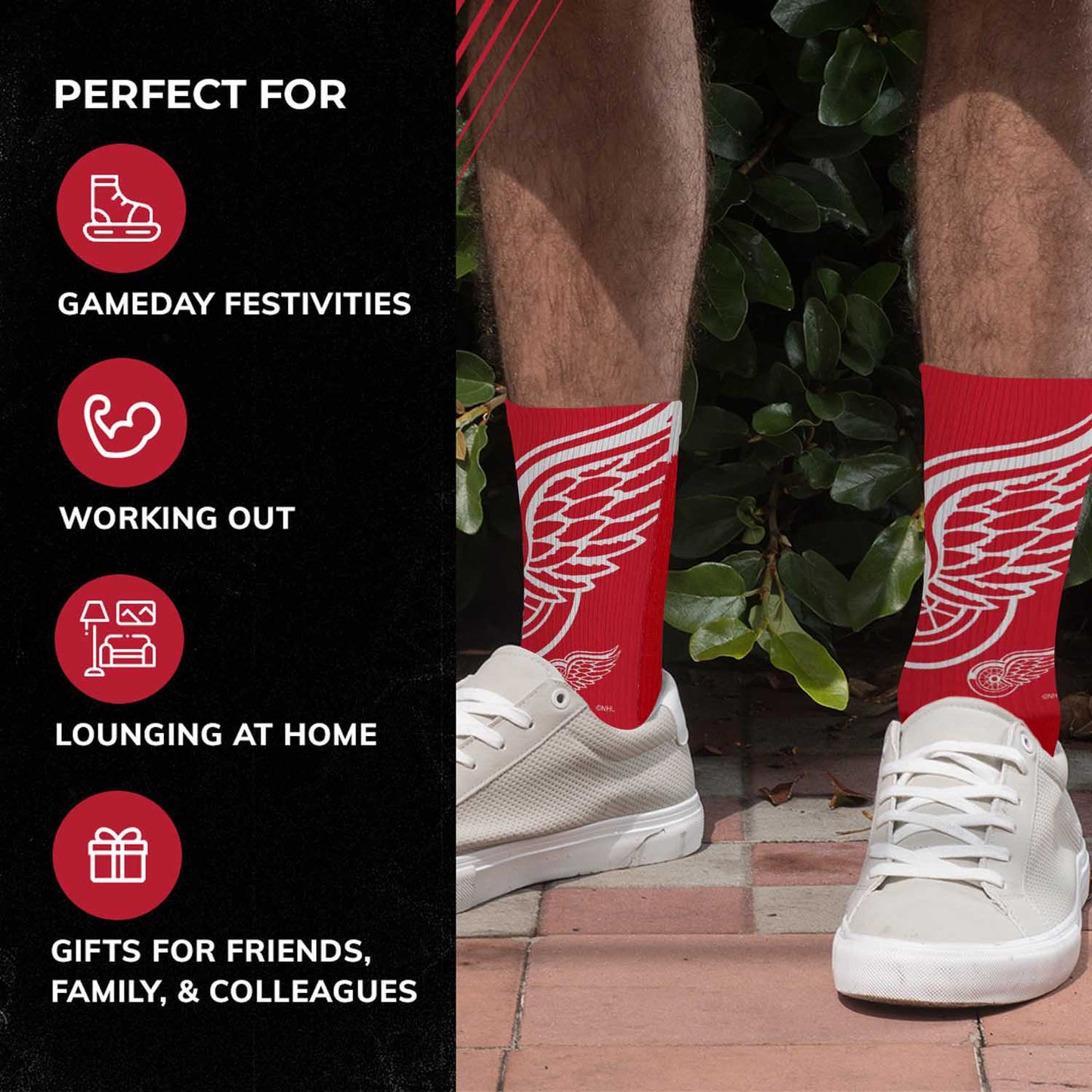 Detroit Red Wings Youth NHL Zoom Curve Team Crew Socks - Red