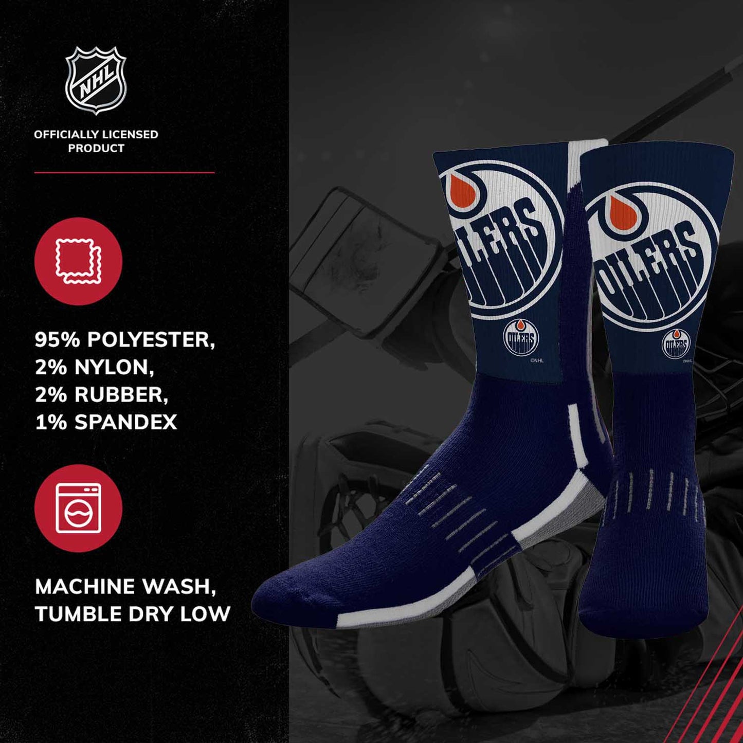 Edmonton Oilers Adult NHL Zoom Curve Team Crew Socks - Navy