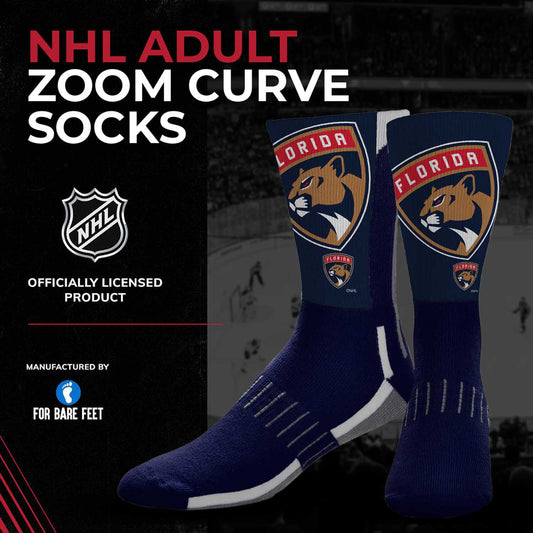 Florida Panthers Adult NHL Zoom Curve Team Crew Socks - Navy