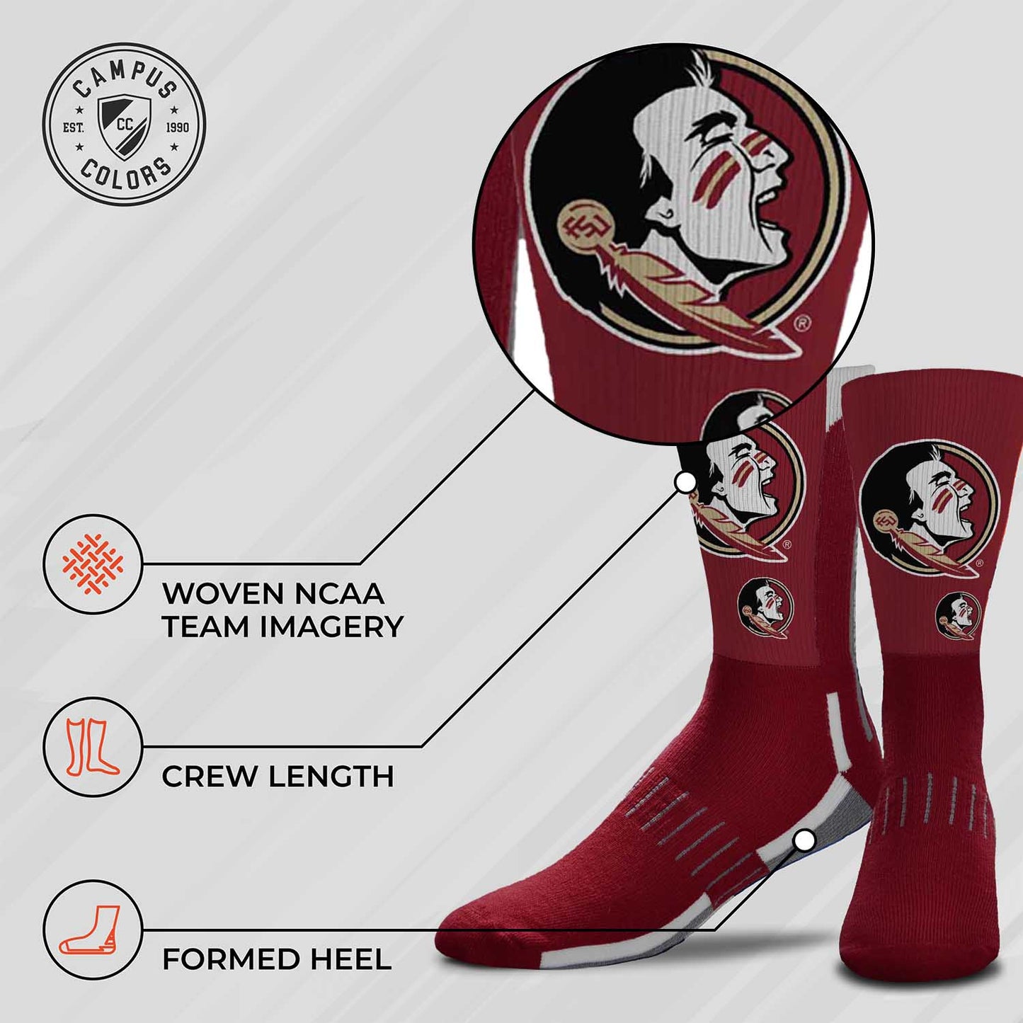 Florida State Seminoles NCAA Youth University Socks - Team Color