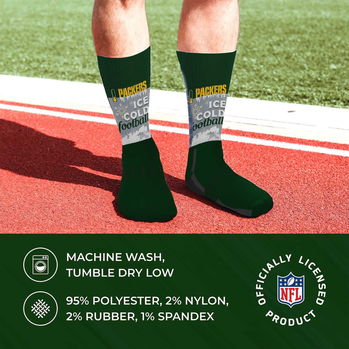 Green Bay Packers NFL Youth Zoom Location Crew Socks - Green