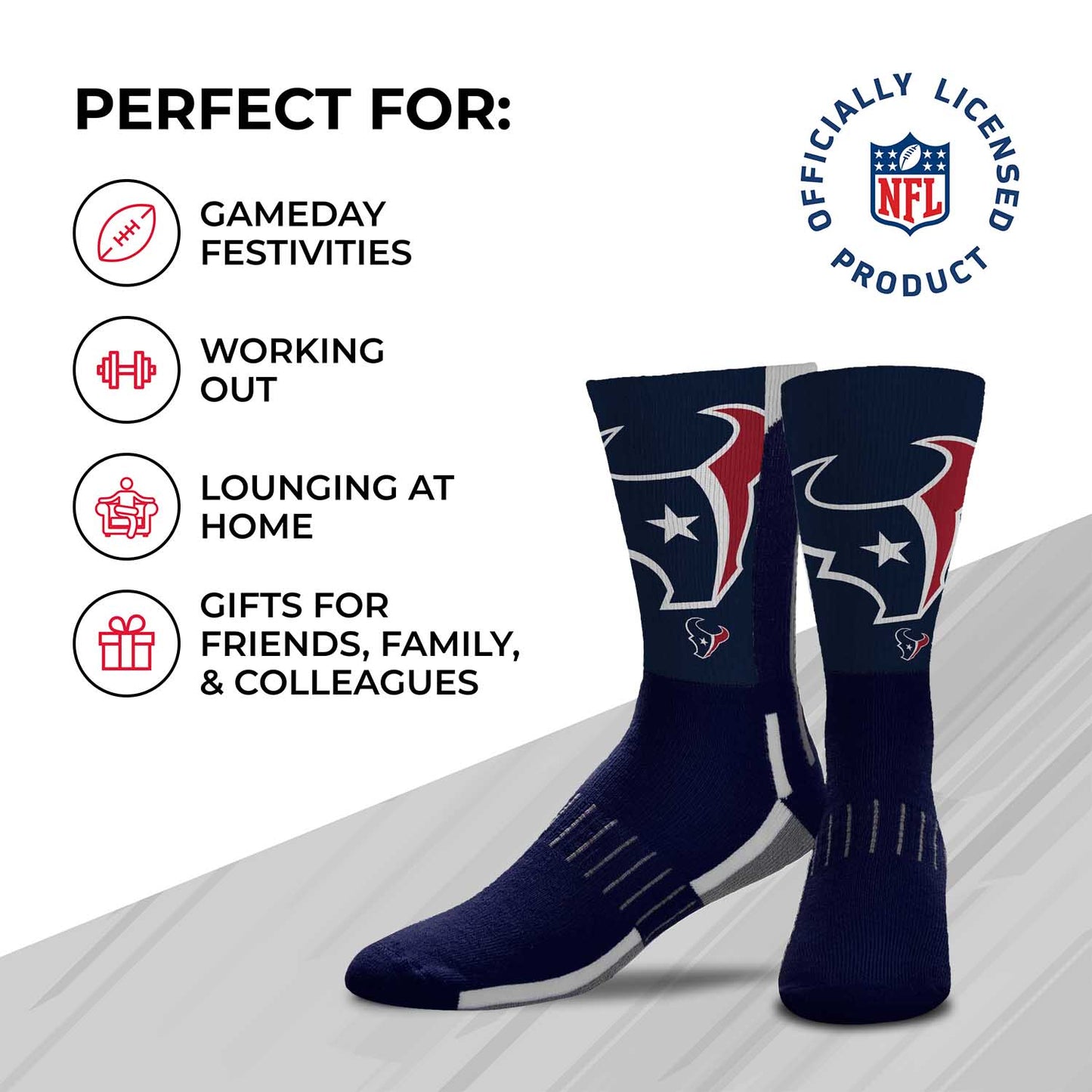 Houston Texans NFL Youth V Curve Socks - Team Color