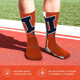 Illinois Fighting Illini NCAA Youth University Socks - Team Color