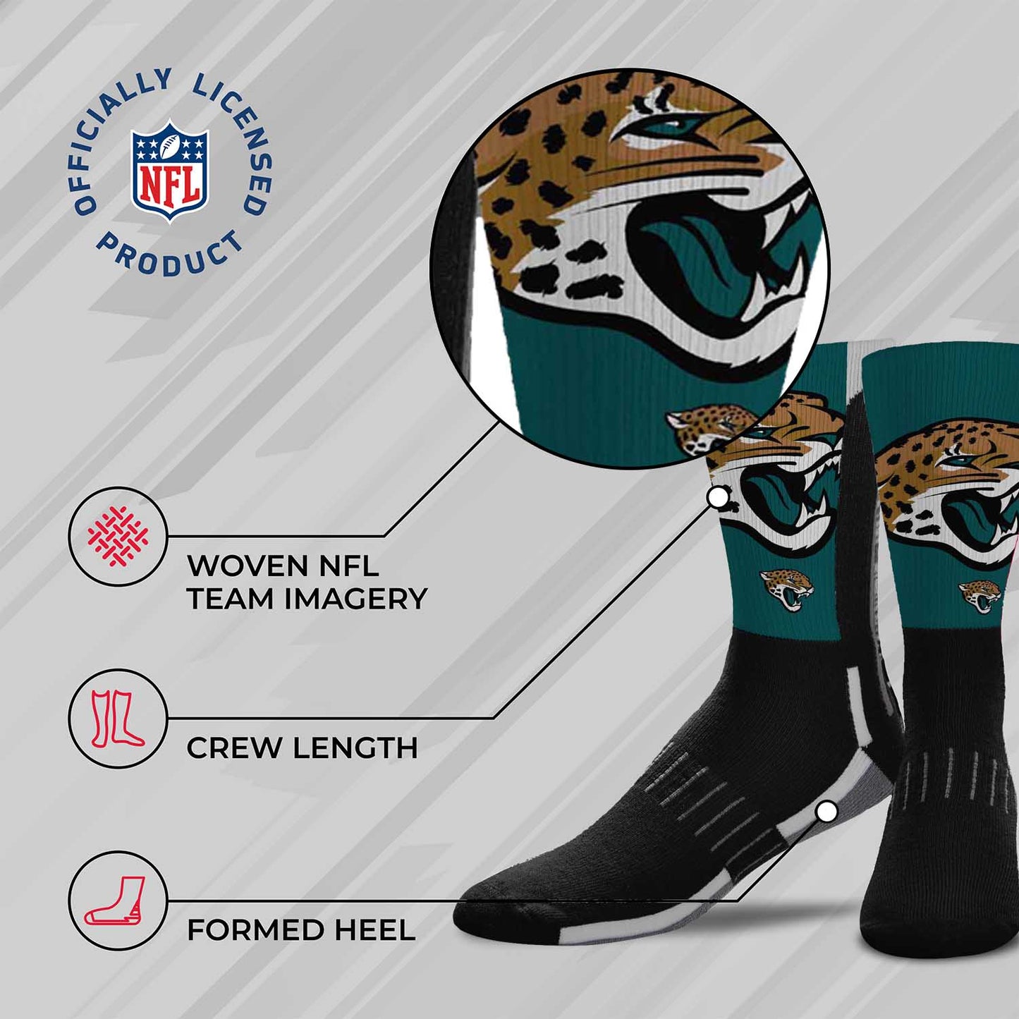 Jacksonville Jaguars NFL Adult Curve Socks - Black