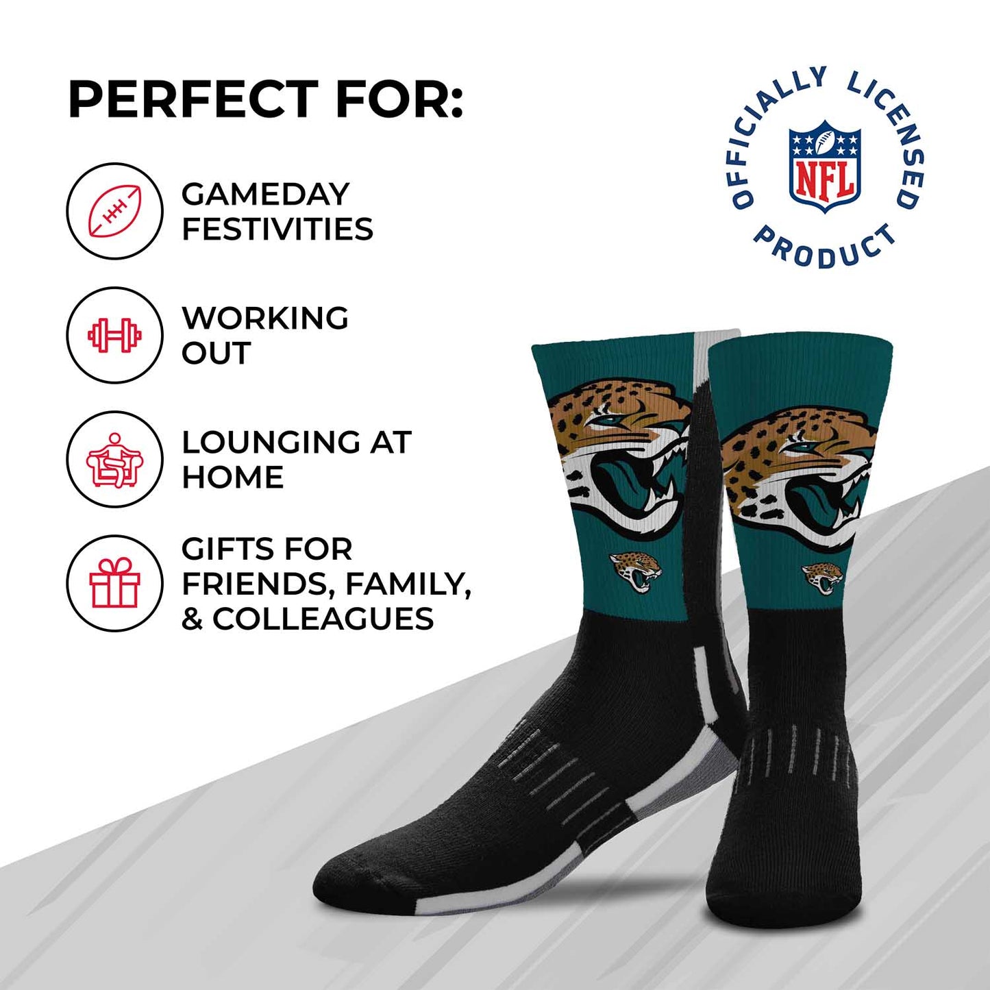 Jacksonville Jaguars NFL Adult Curve Socks - Black