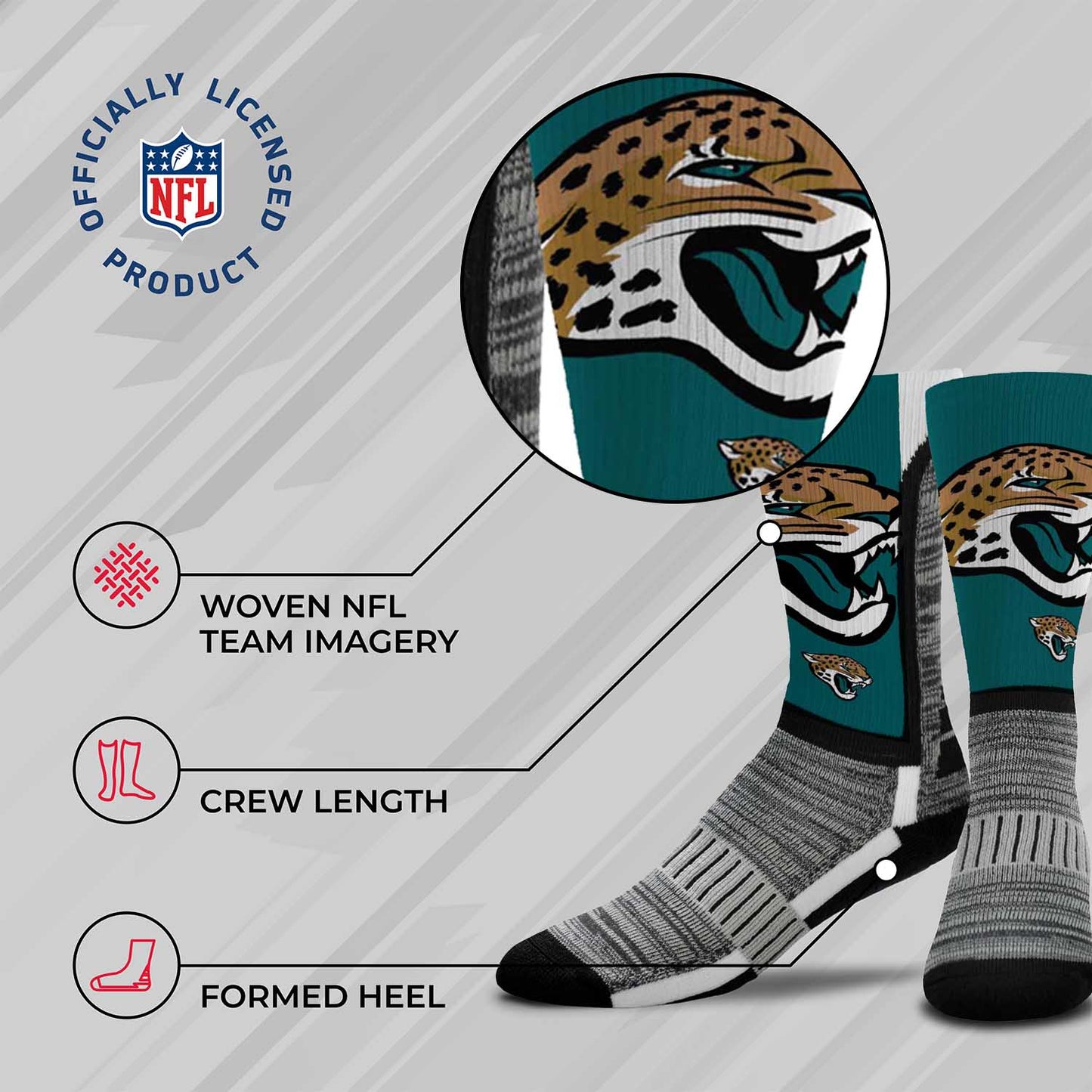 Jacksonville Jaguars NFL Adult Curve Socks - Teal