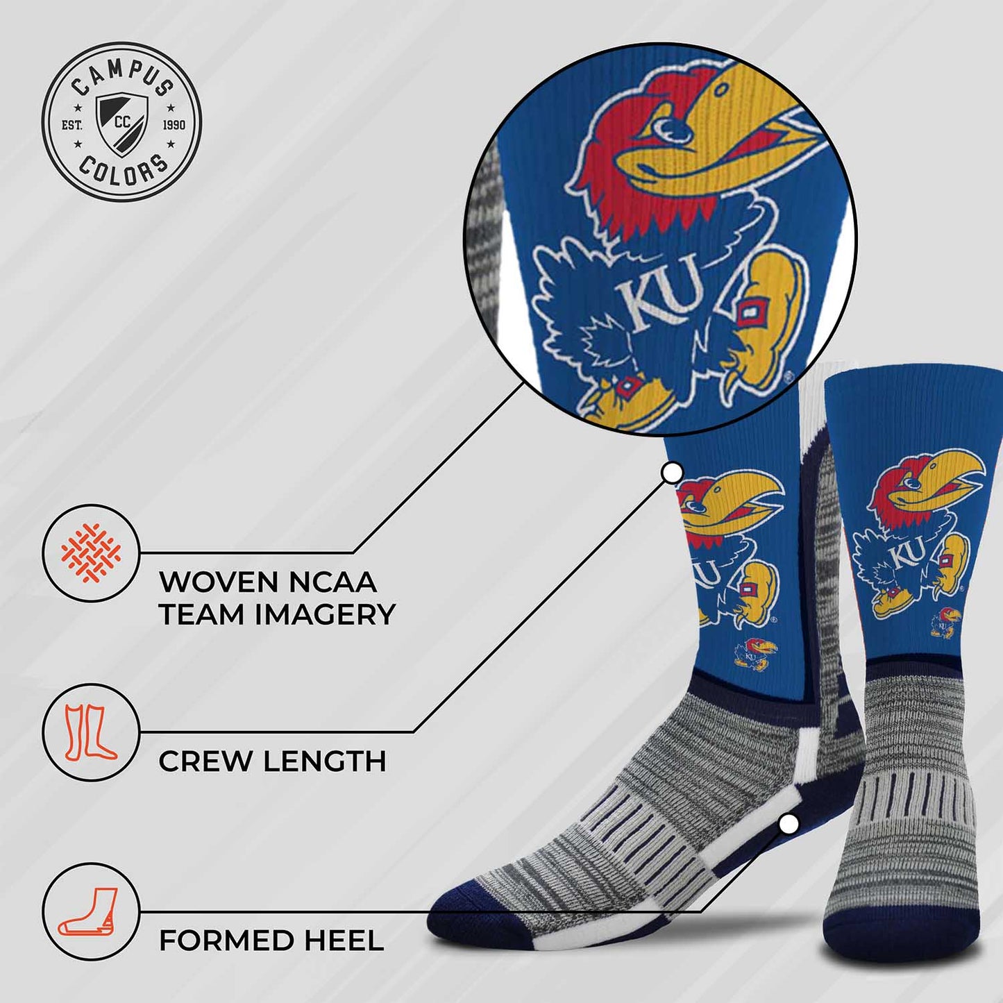 Kansas Jayhawks NCAA Youth University Socks - Royal