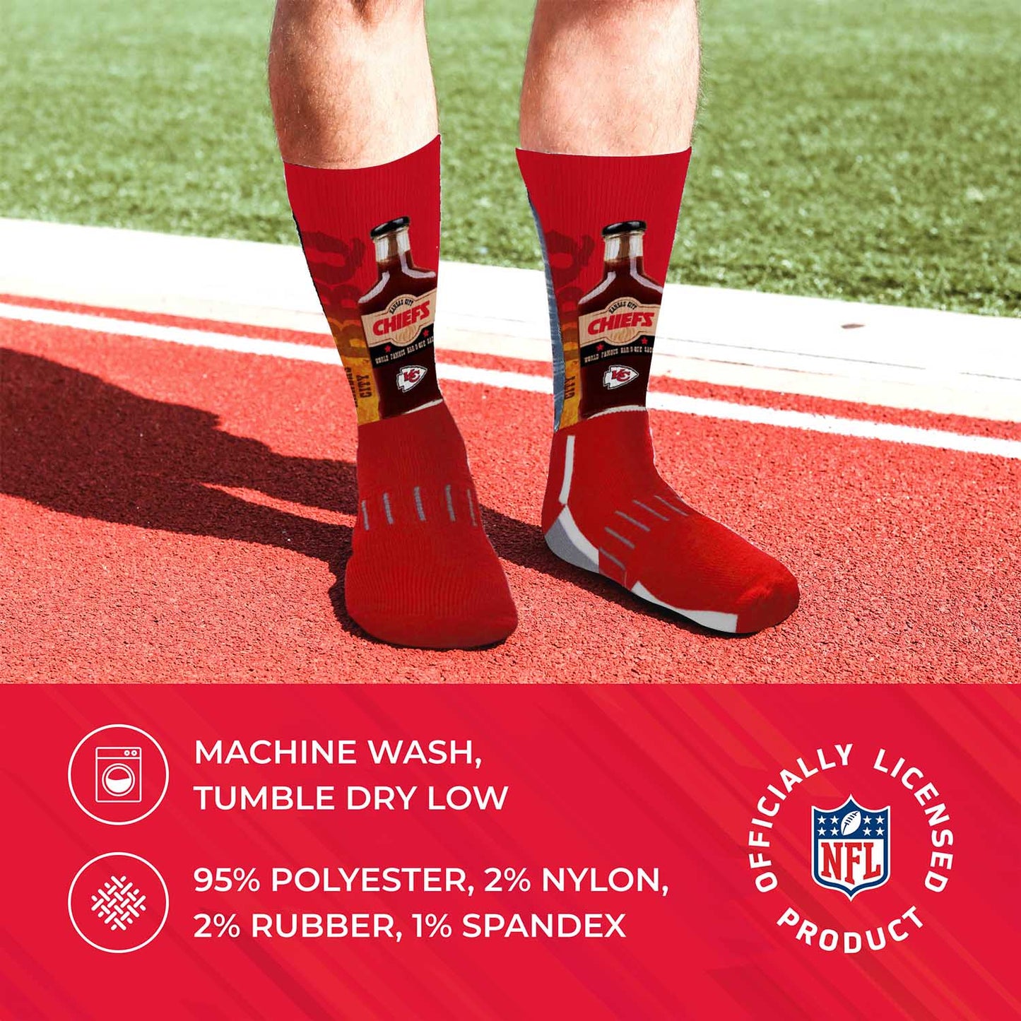 Kansas City Chiefs NFL Adult Zoom Location Crew Socks - Red