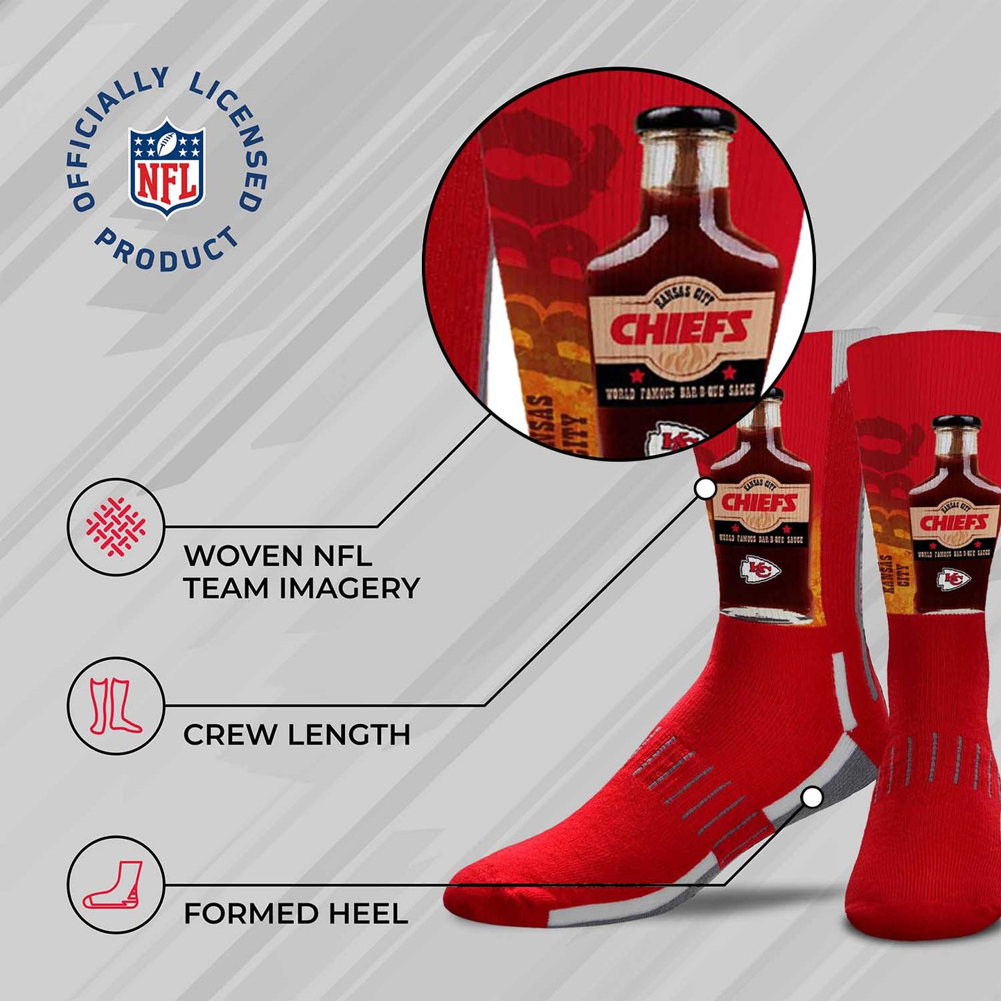 Kansas City Chiefs NFL Adult Zoom Location Crew Socks - Red