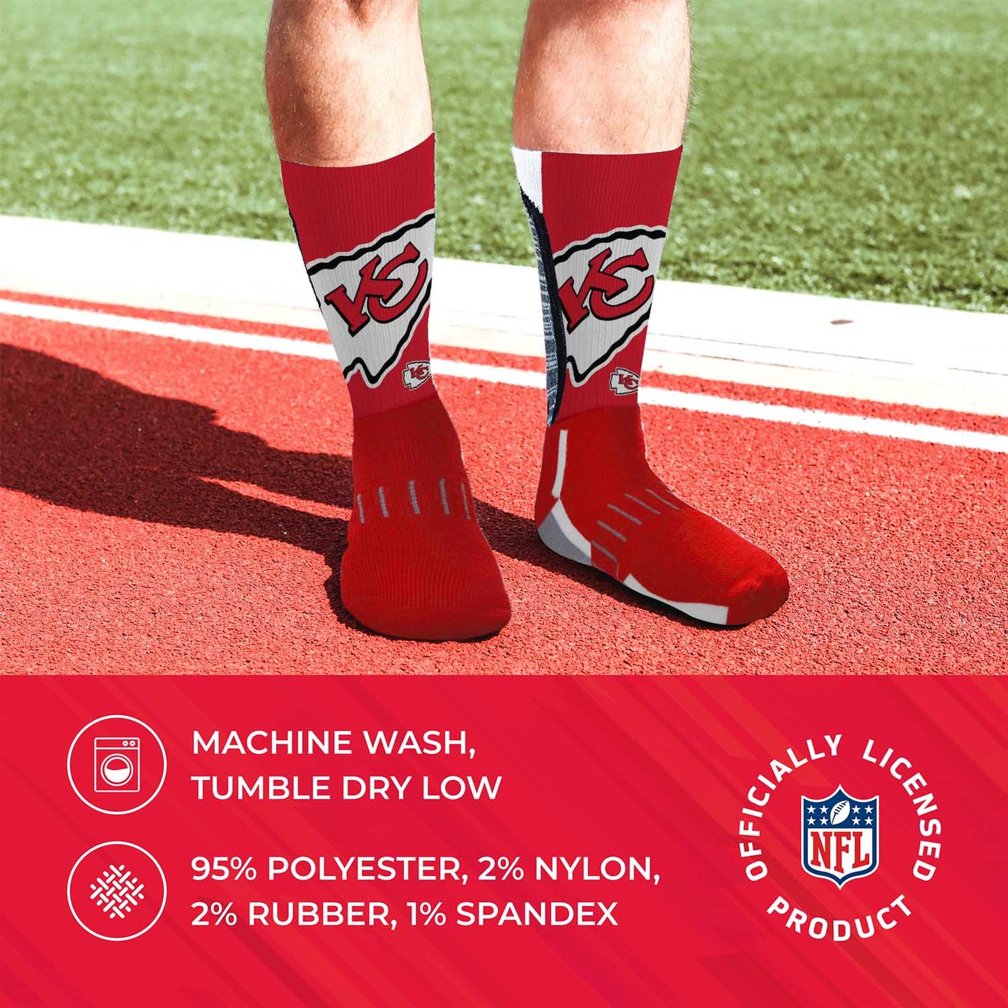 Kansas City Chiefs NFL Youth V Curve Socks - Team Color